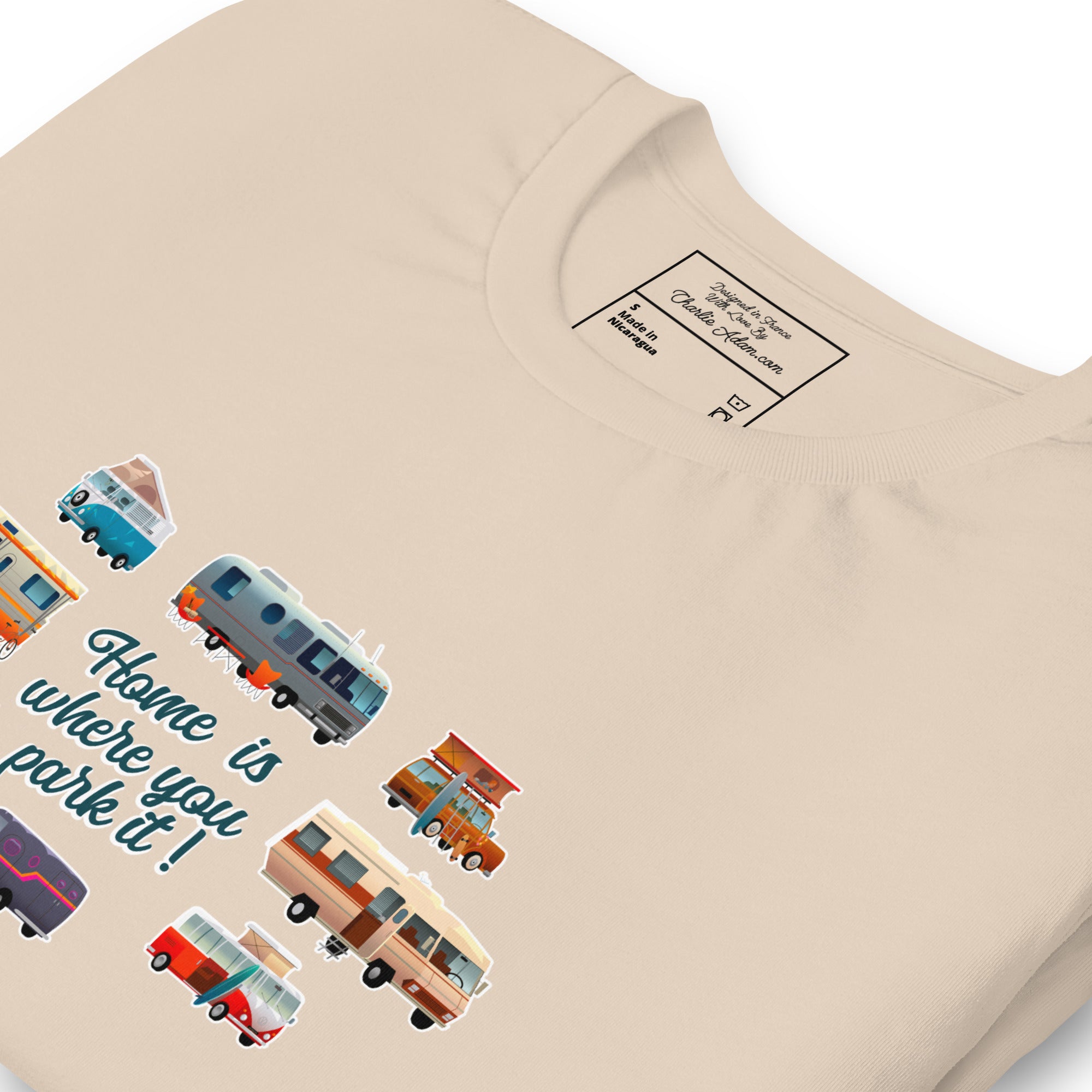 T-shirt en coton unisexe Square Vintage Campers sur couleurs claires