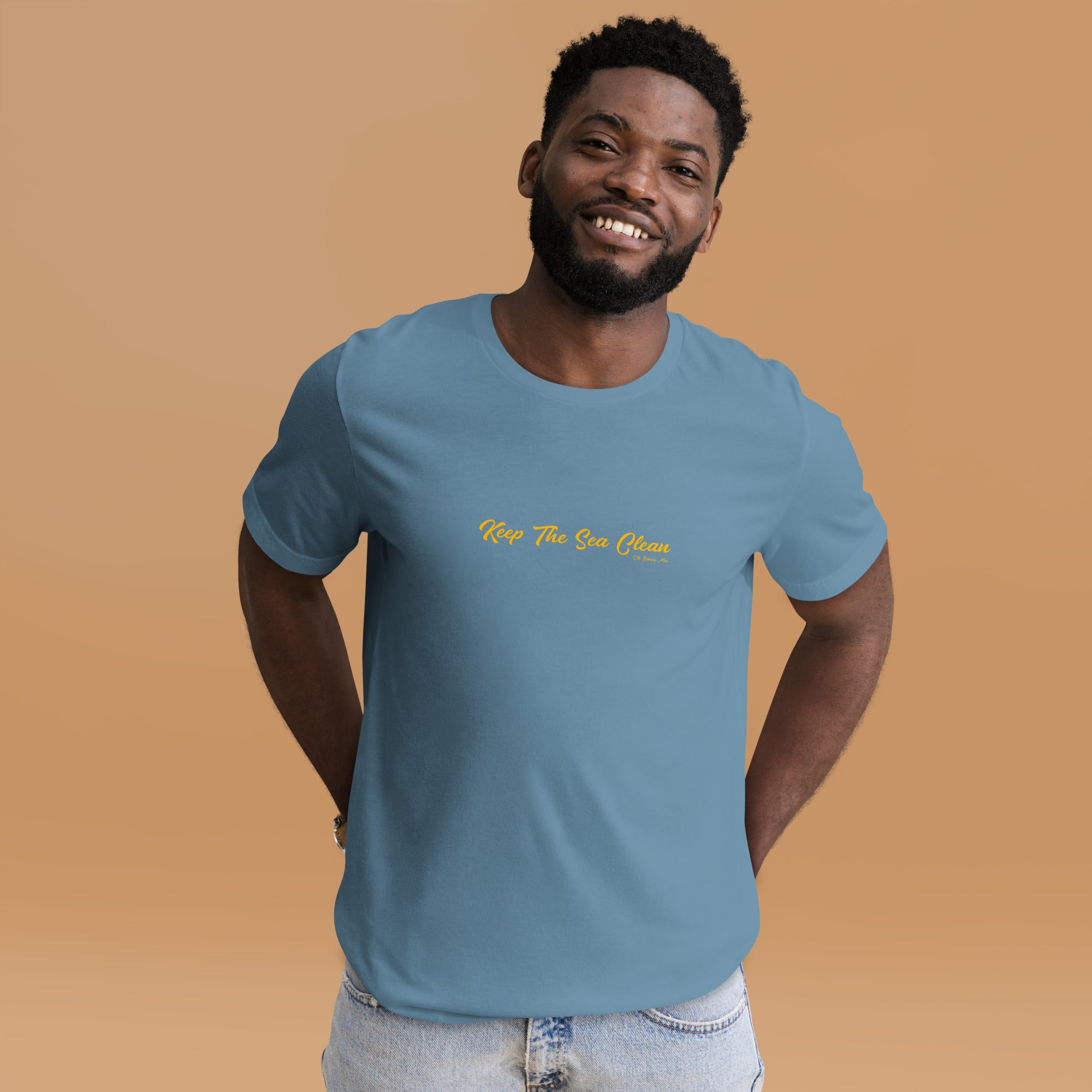 Unisex cotton t-shirt Keep The Sea Clean Gold on dark colors