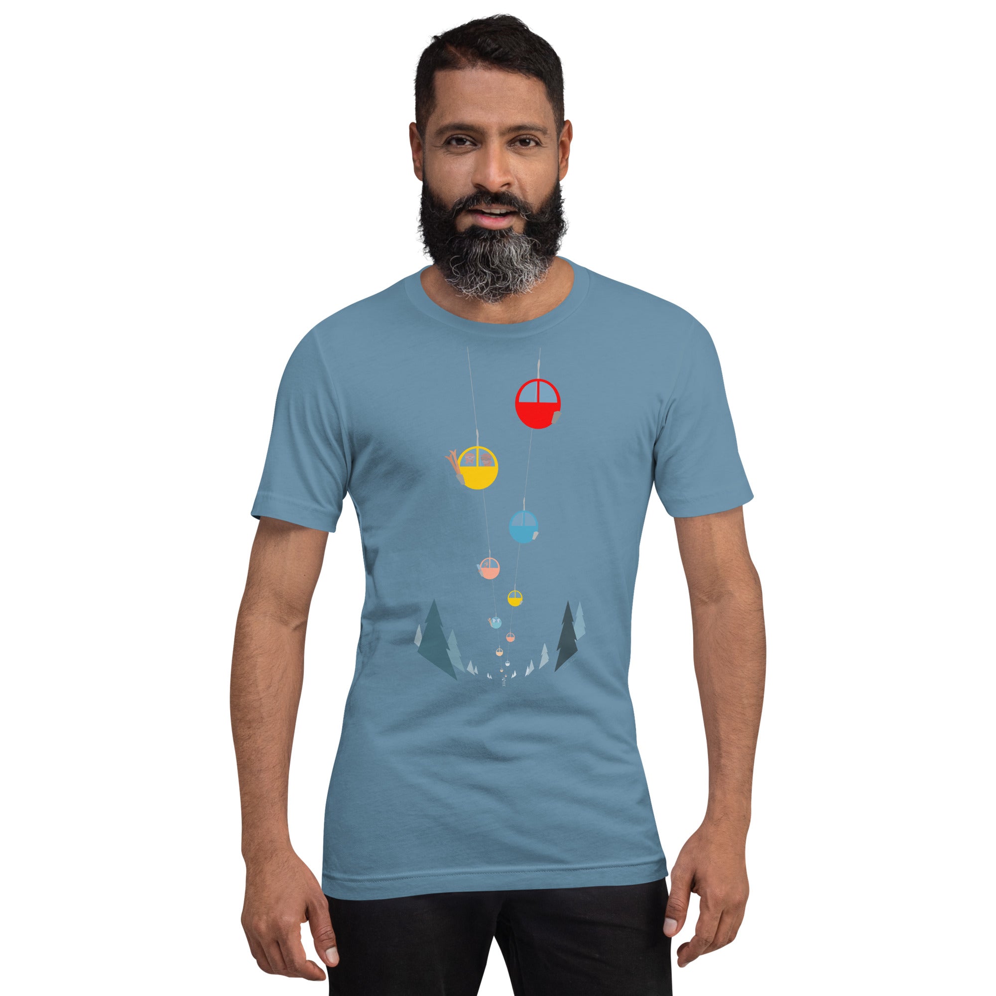 T-shirt en coton unisexe Gondolas in the mist sur couleurs foncées