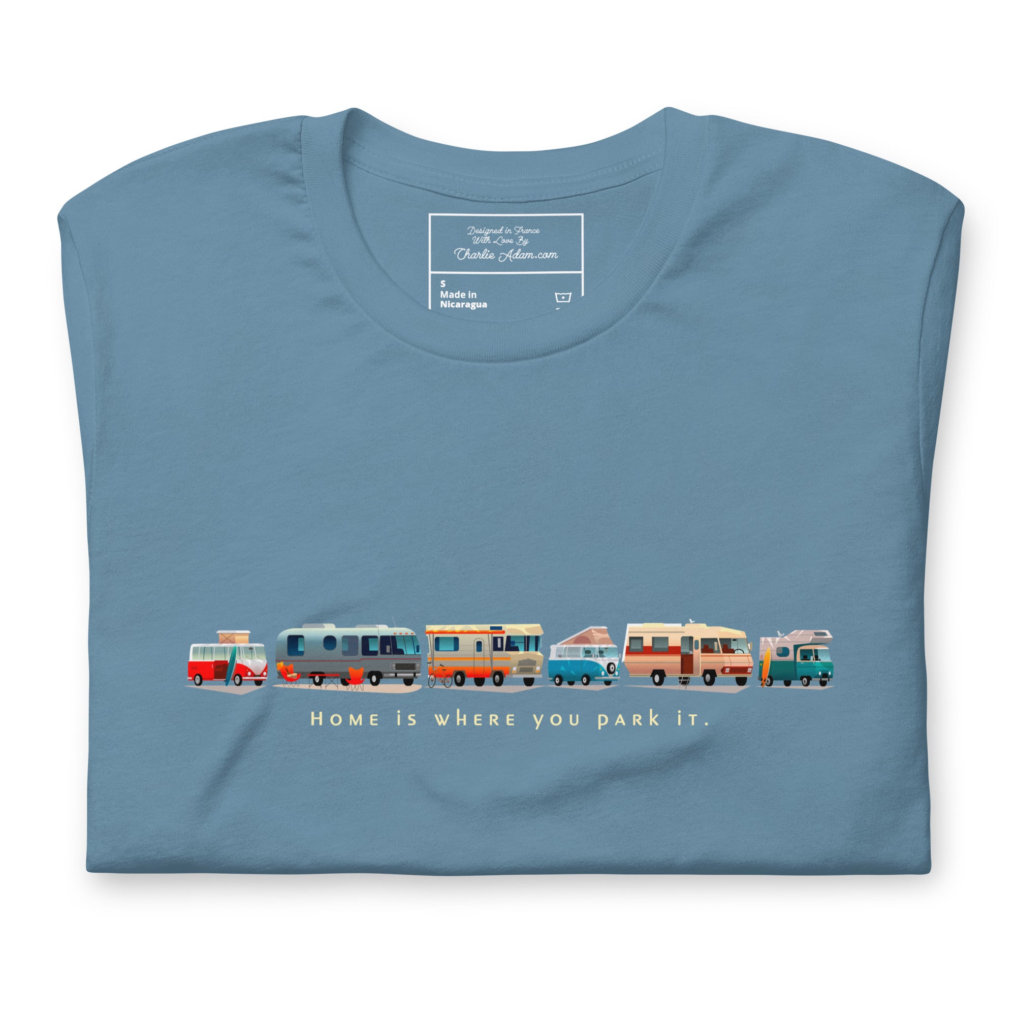 T-shirt en coton unisexe Vintage Campers: Home is where you park it sur couleurs foncées