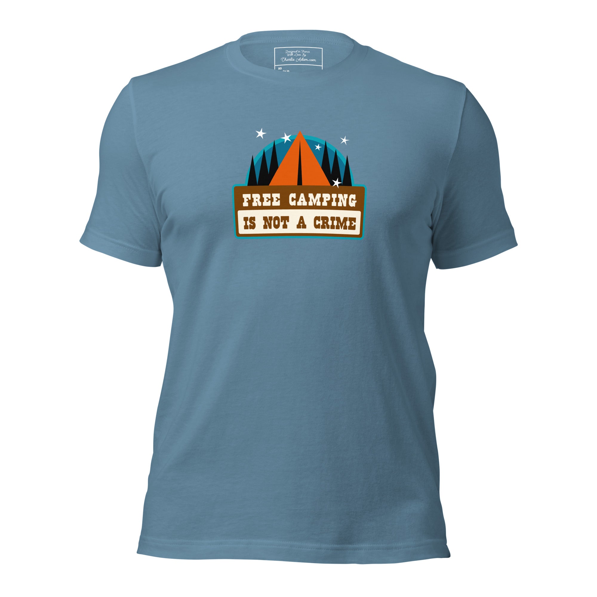 Unisex cotton t-shirt Free Camping is not a Crime on dark colors