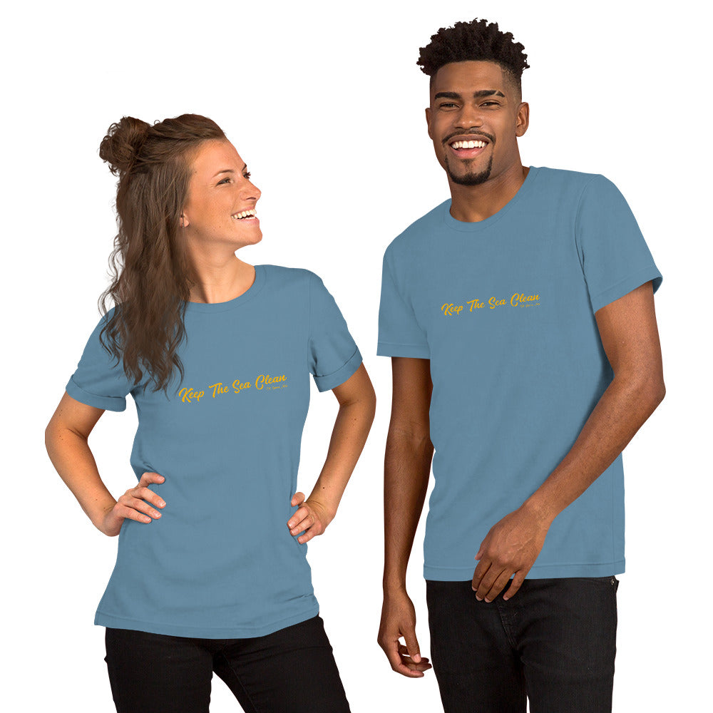 T-shirt en coton unisexe Keep The Sea Clean Gold sur couleurs foncées