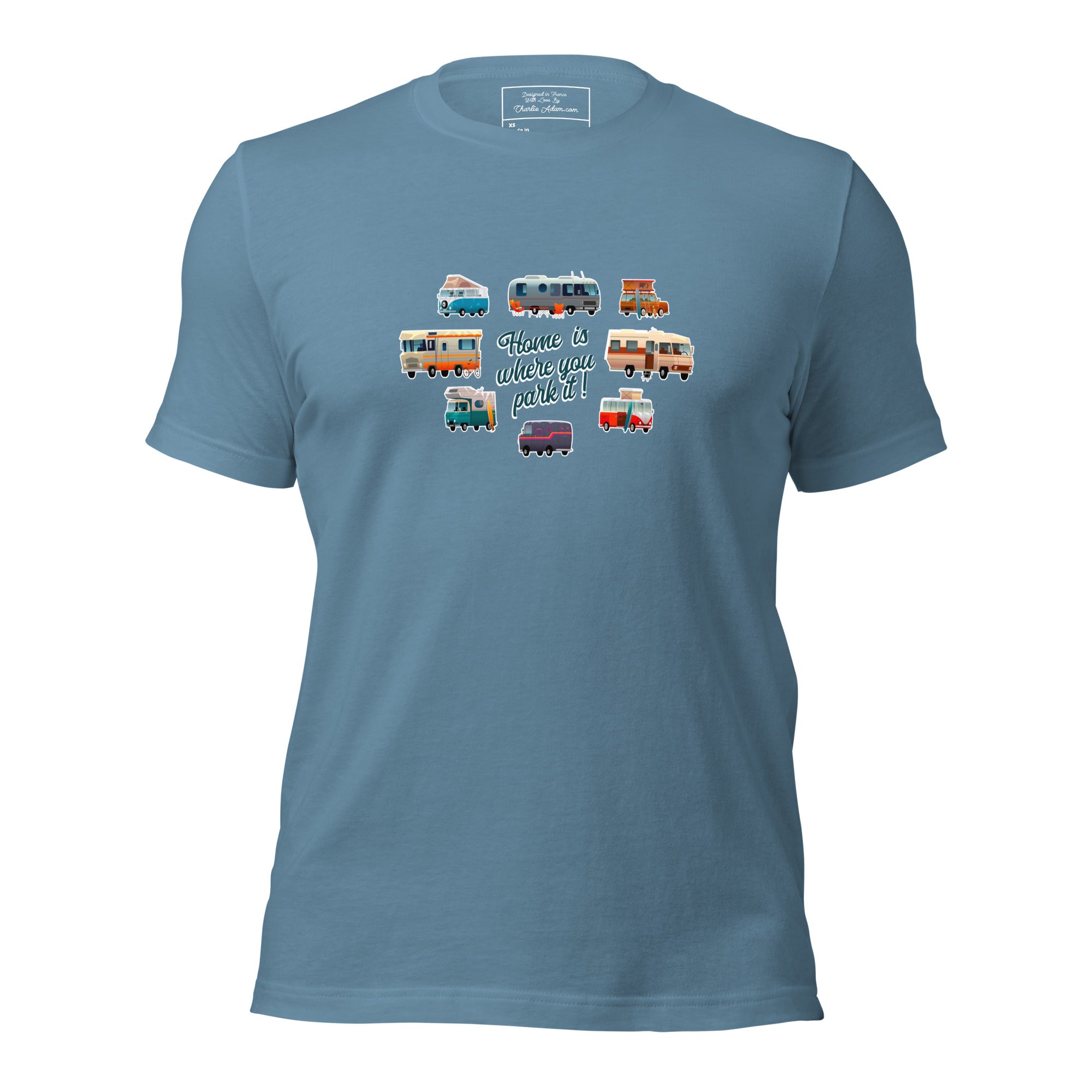 T-shirt en coton unisexe Square Vintage Campers sur couleurs foncées