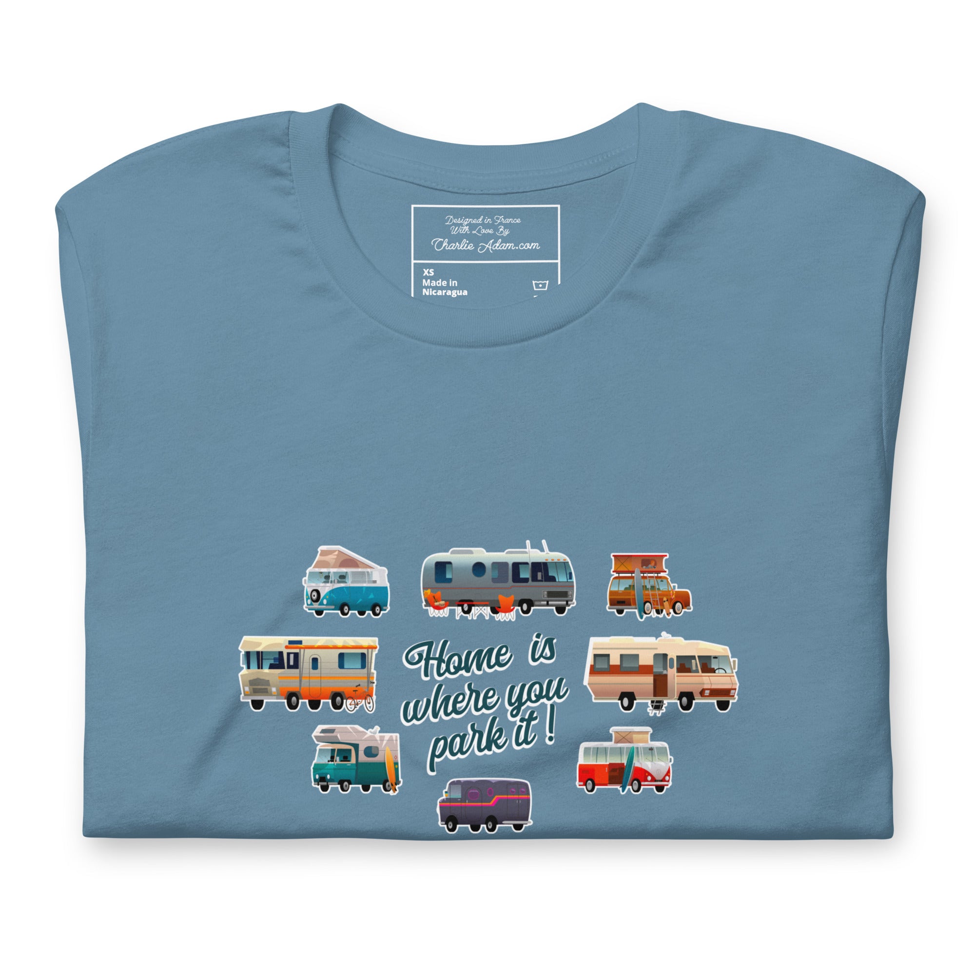 T-shirt en coton unisexe Square Vintage Campers sur couleurs foncées