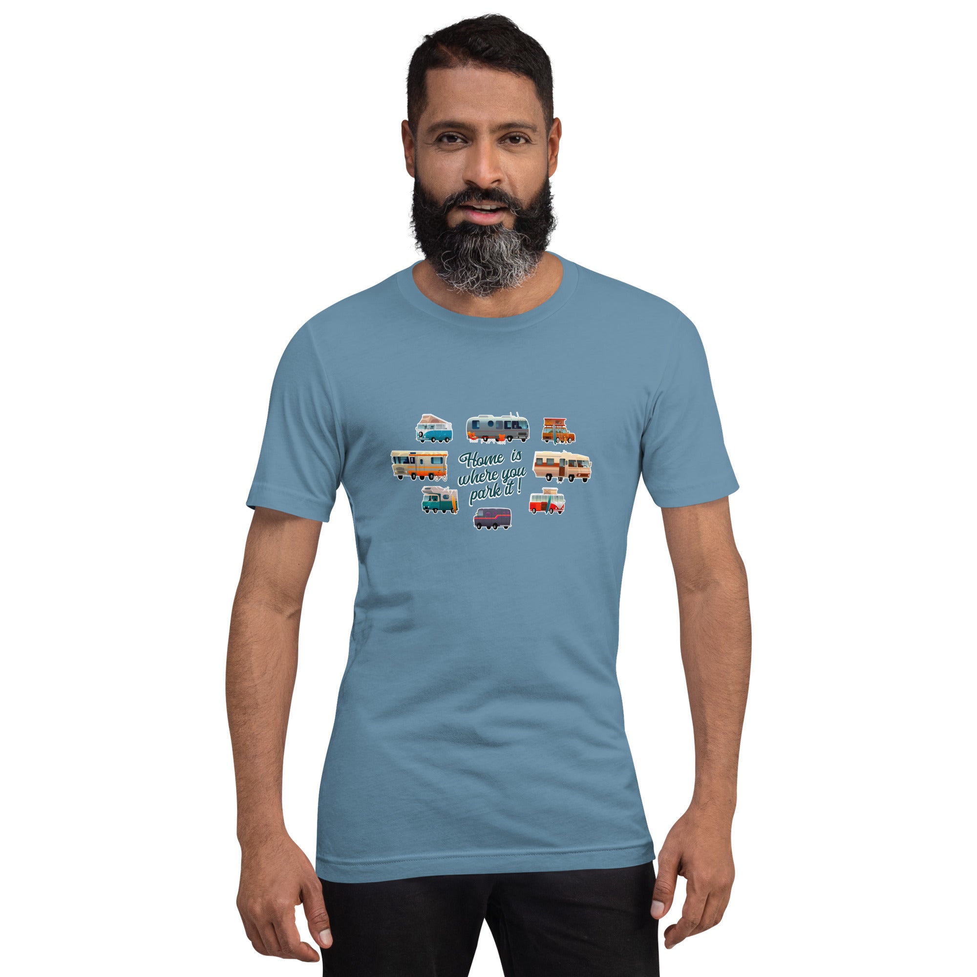 T-shirt en coton unisexe Square Vintage Campers sur couleurs foncées