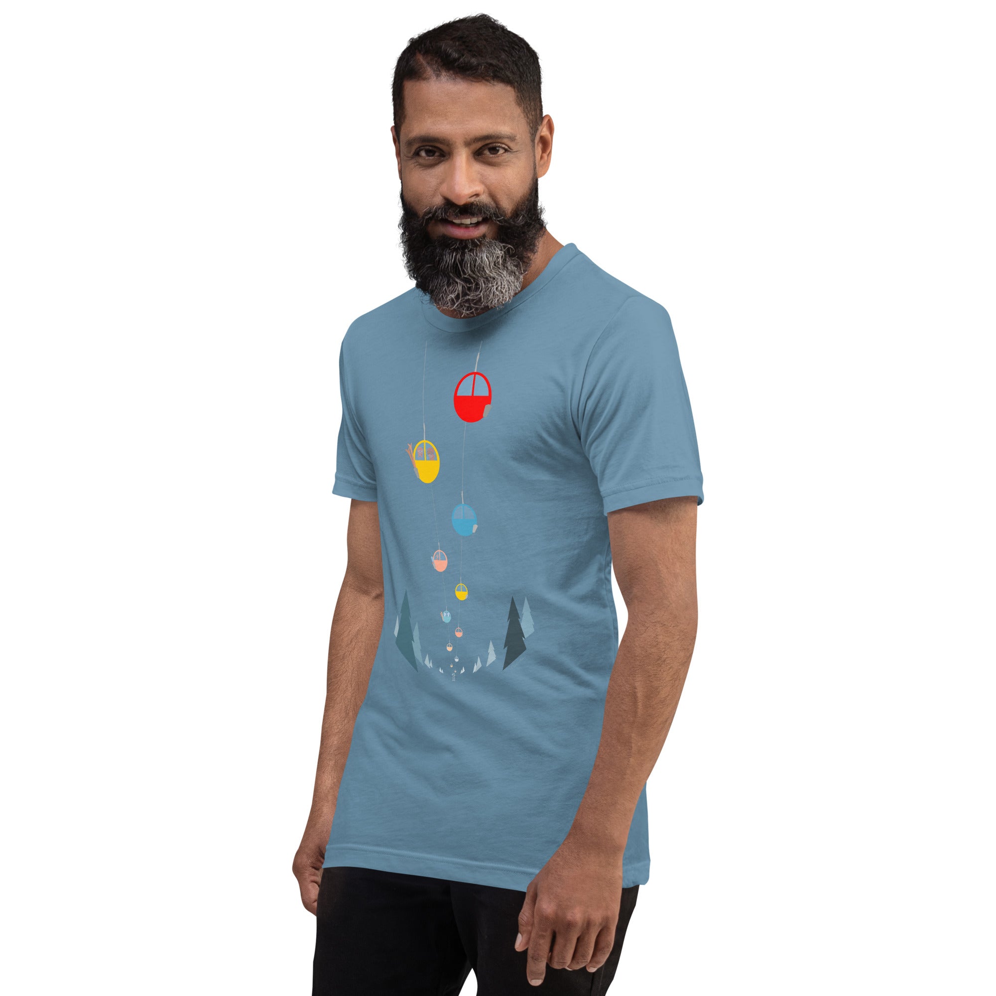 T-shirt en coton unisexe Gondolas in the mist sur couleurs foncées