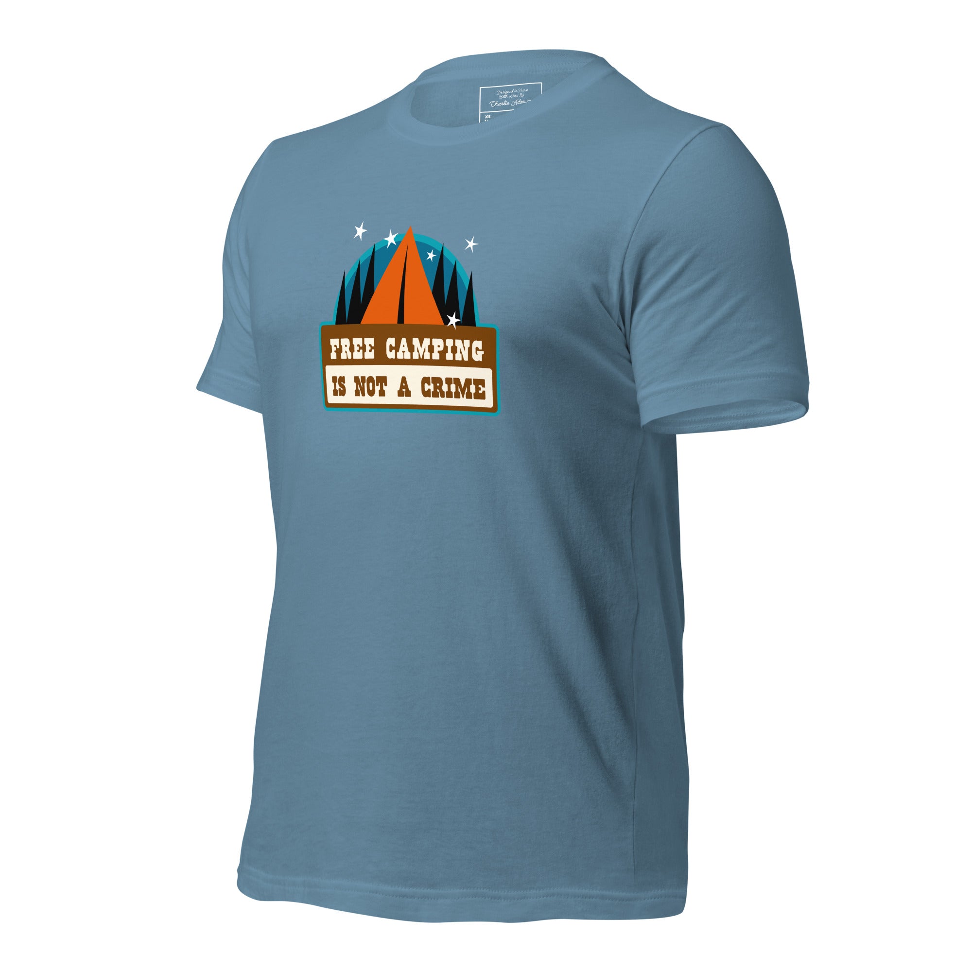 Unisex cotton t-shirt Free Camping is not a Crime on dark colors