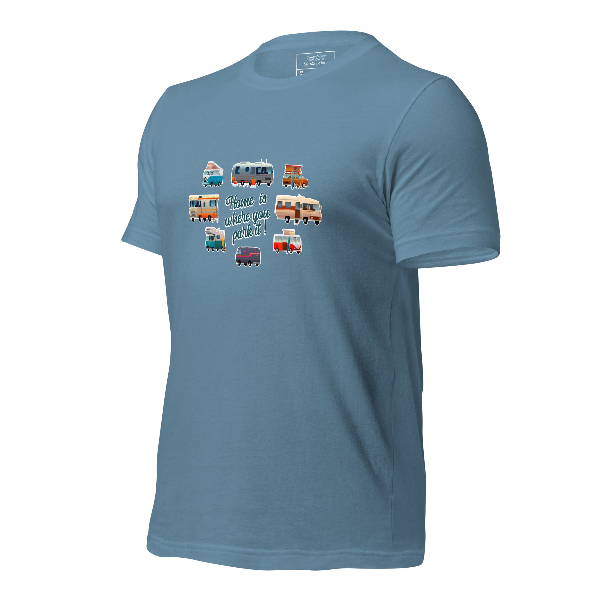 T-shirt en coton unisexe Square Vintage Campers sur couleurs foncées