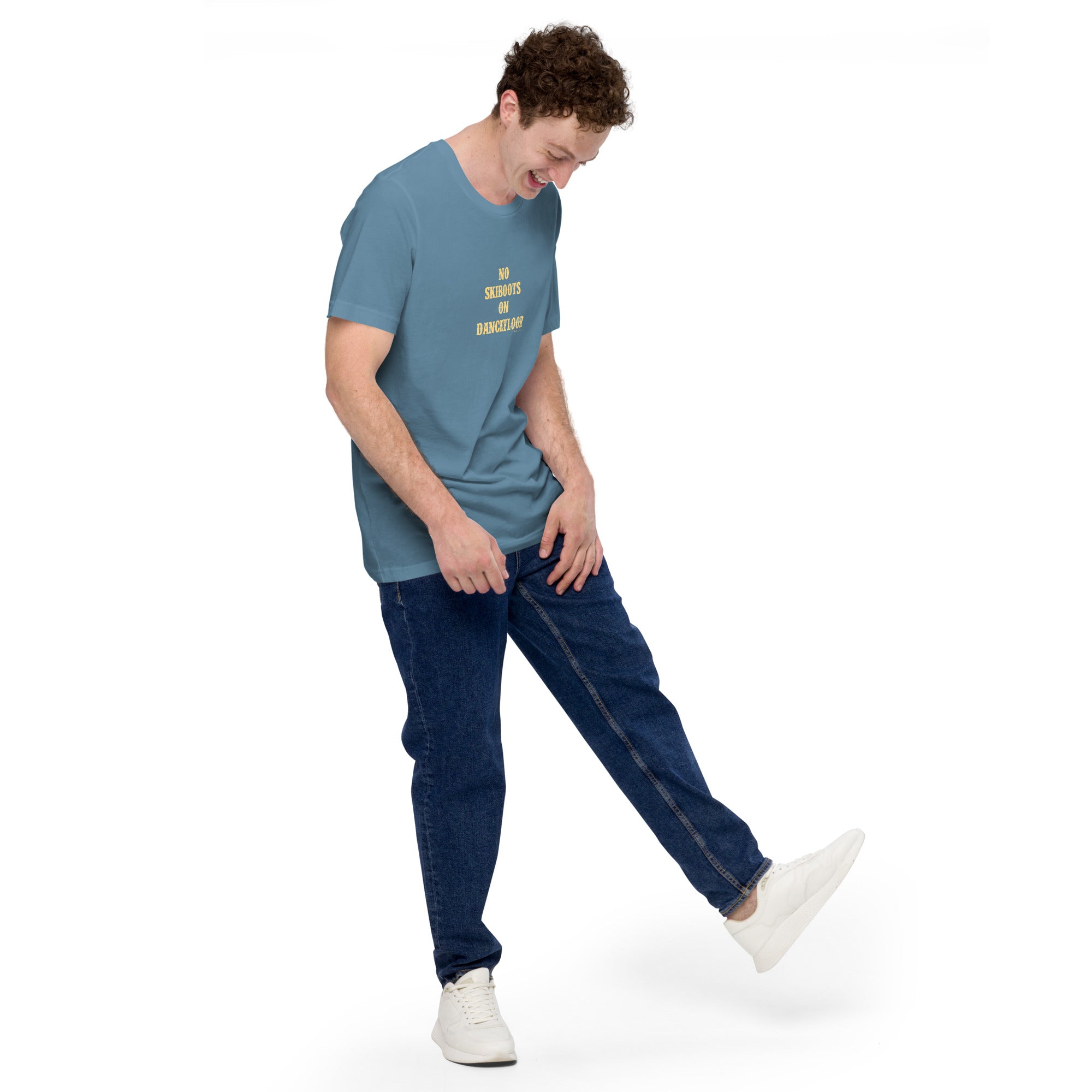 T-shirt en coton unisexe No Skiboots on Dancefloor sur couleurs foncées