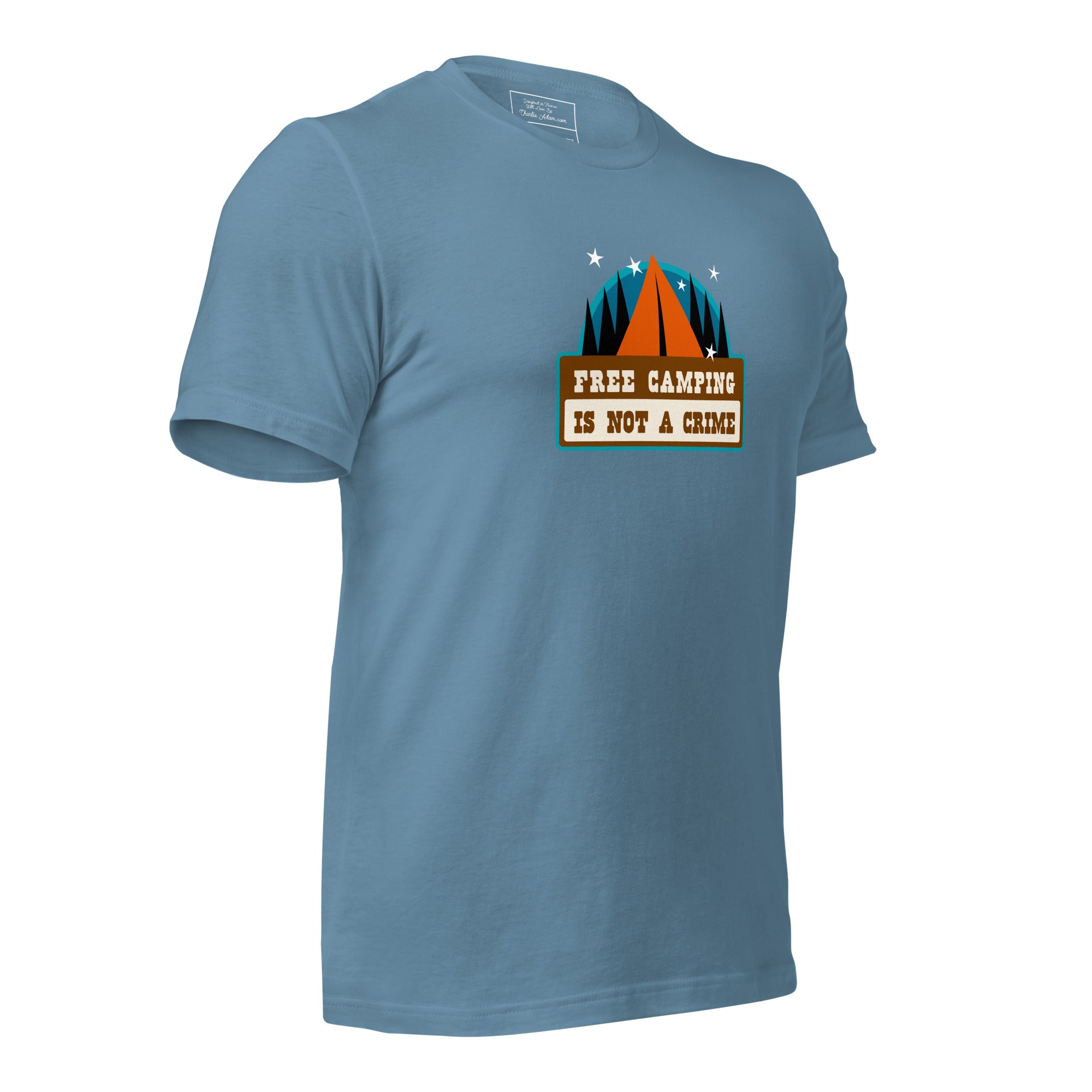 Unisex cotton t-shirt Free Camping is not a Crime on dark colors