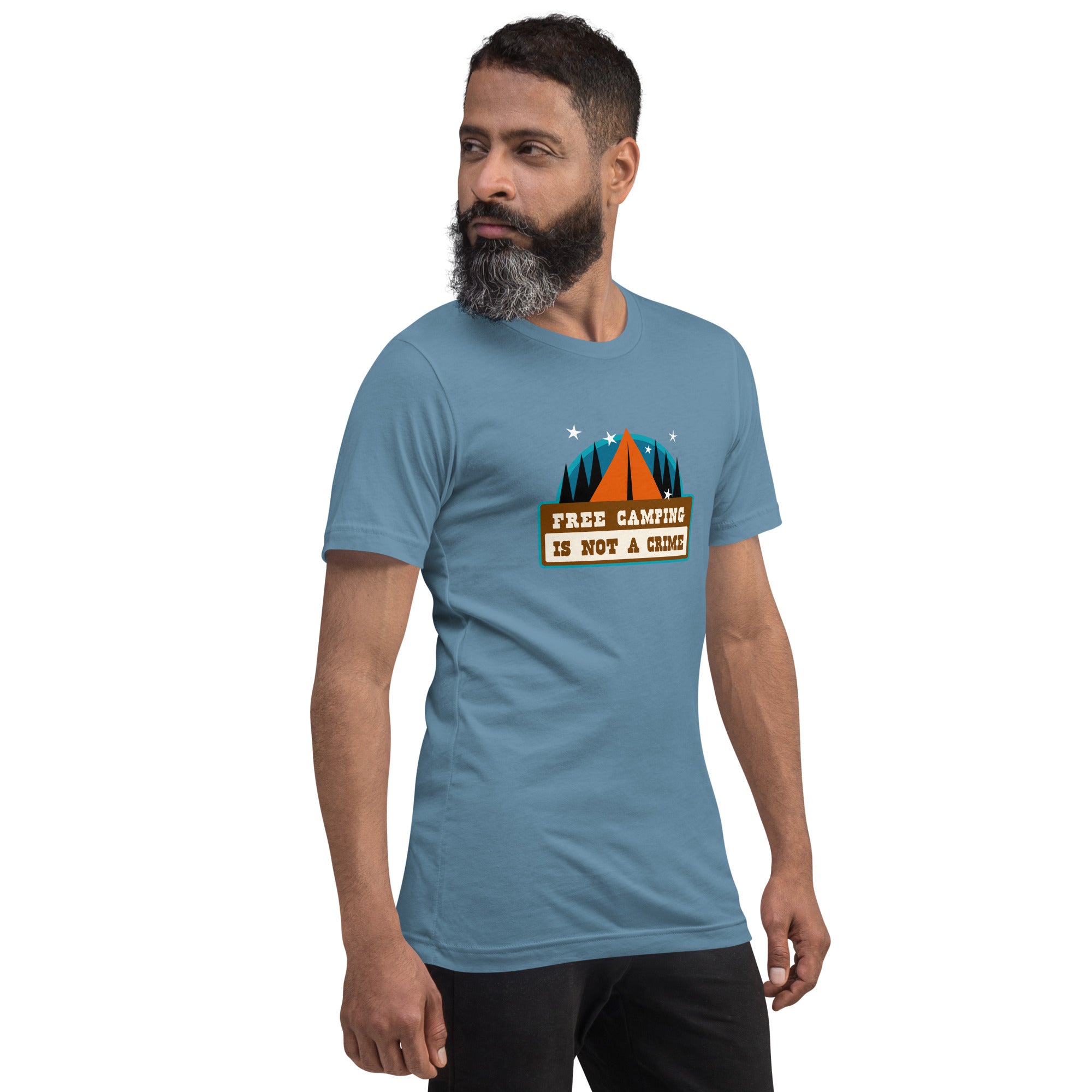 Unisex cotton t-shirt Free Camping is not a Crime on dark colors