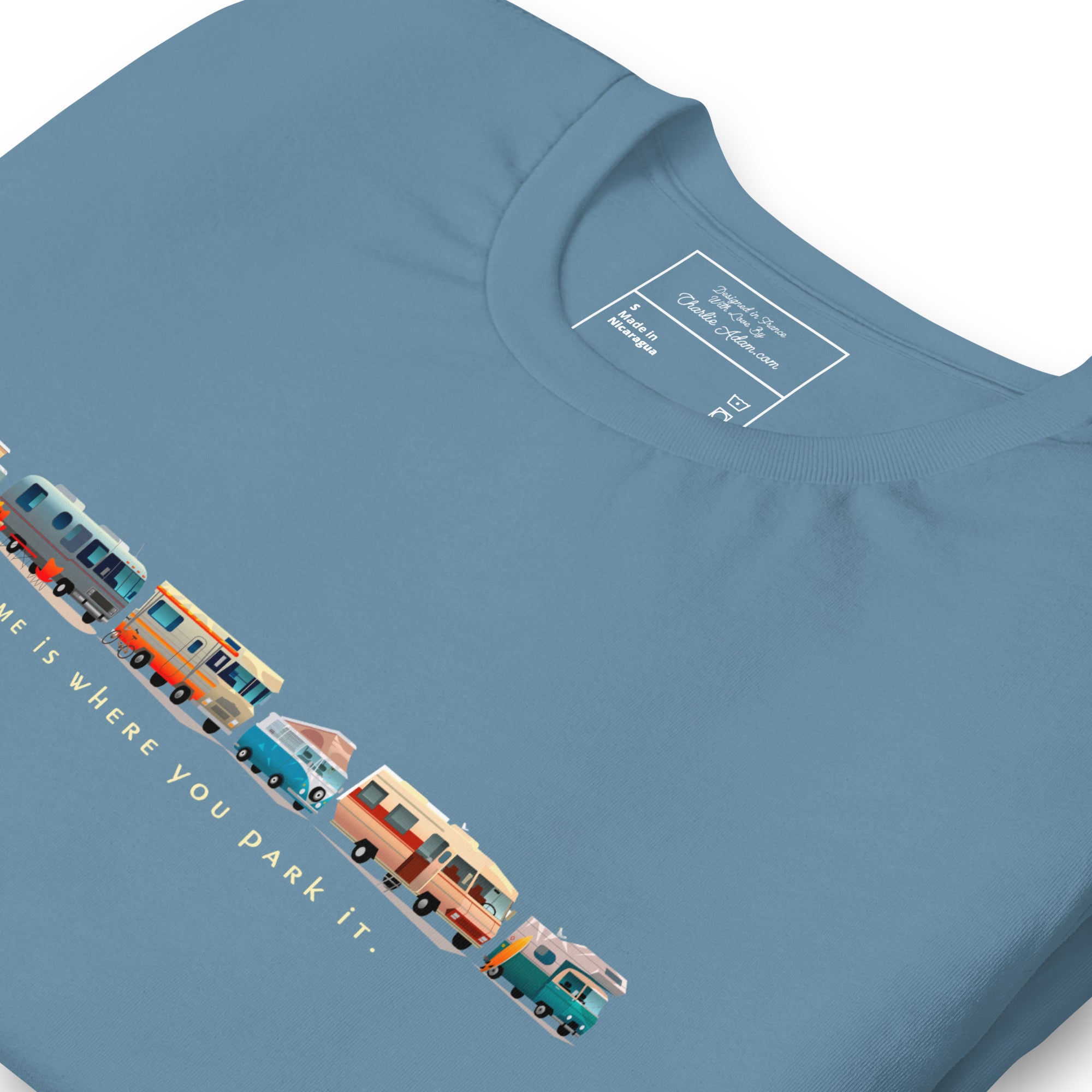 T-shirt en coton unisexe Vintage Campers: Home is where you park it sur couleurs foncées