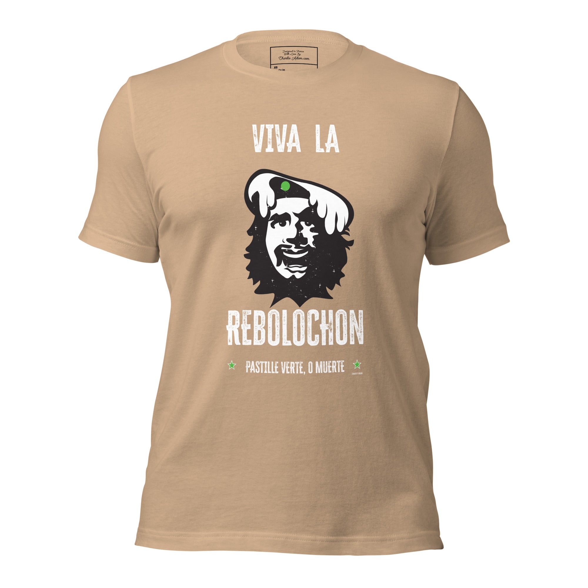 Unisex cotton t-shirt Viva la Rebolochon on bright colors