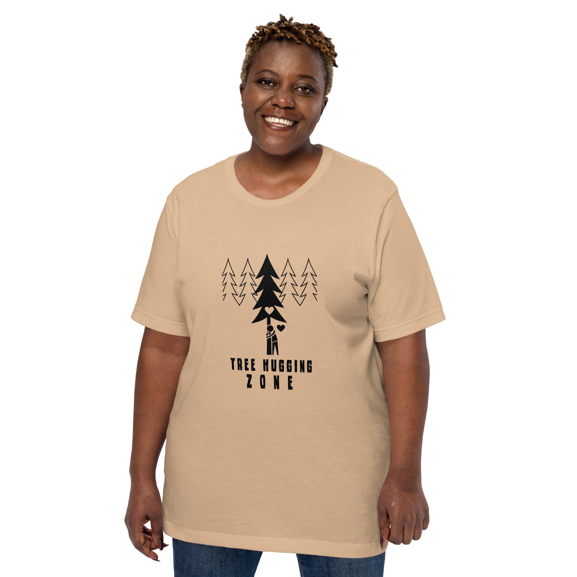 Unisex cotton t-shirt Tree hugging zone on bright colors