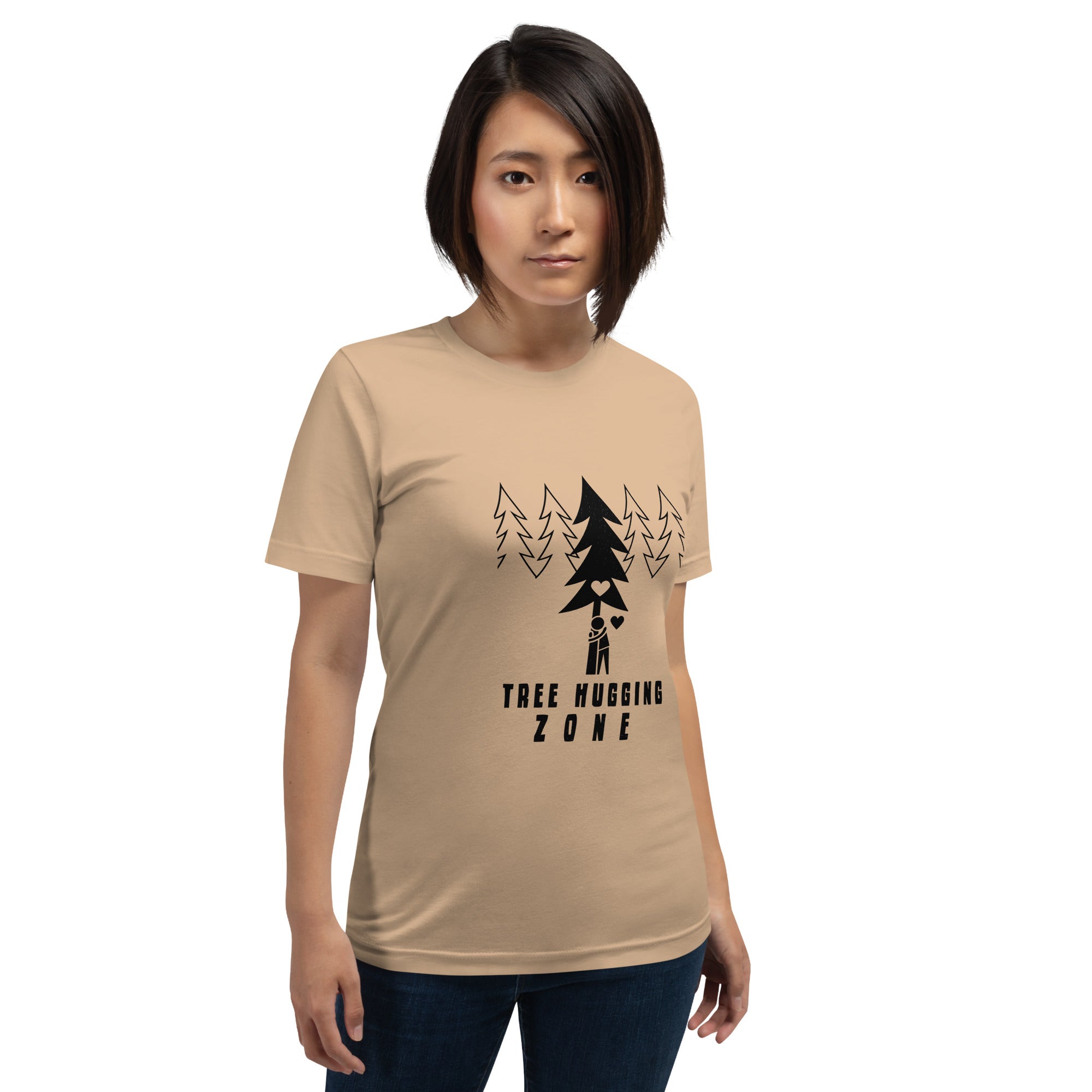 T-shirt en coton unisexe Tree hugging zone sur couleurs vives