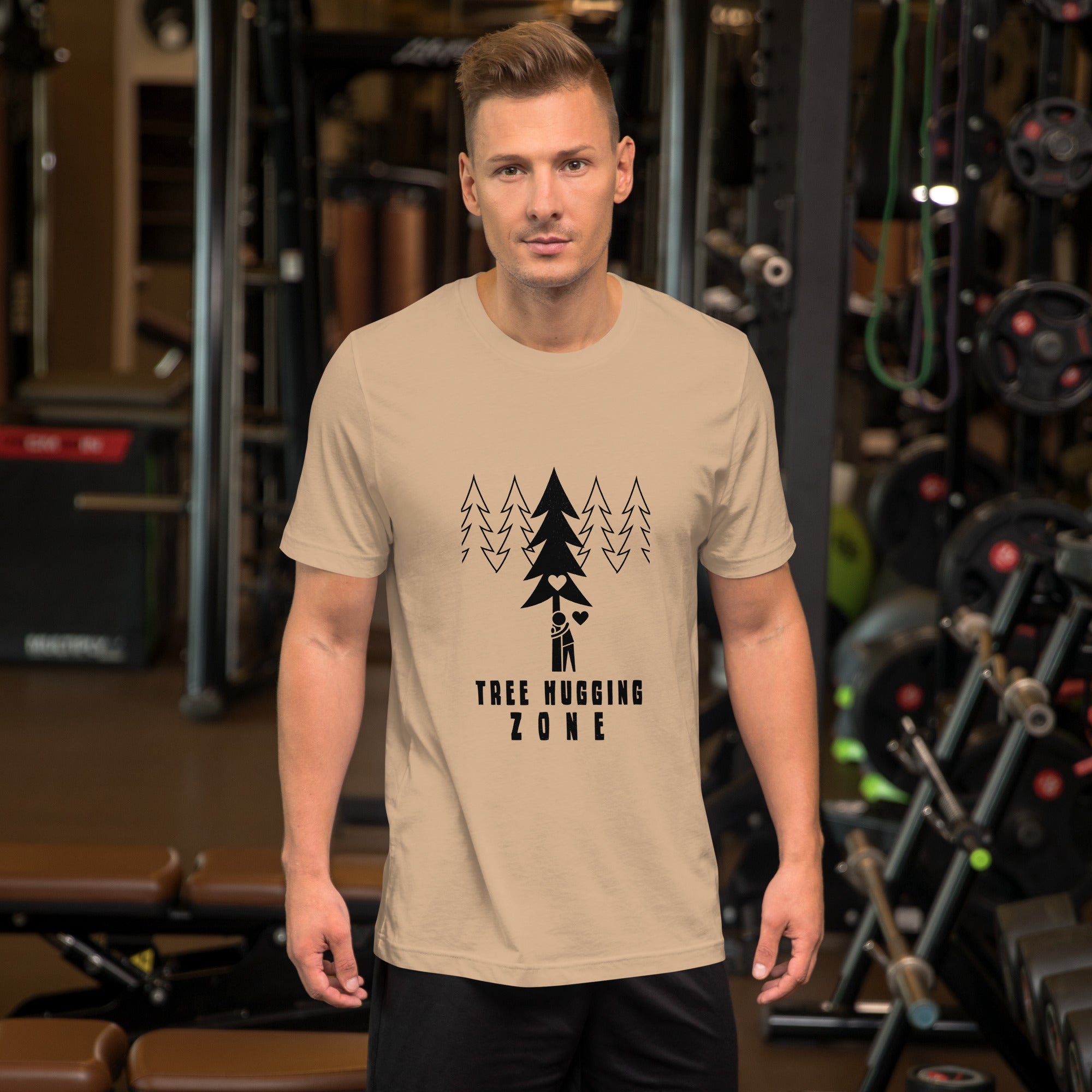 Unisex cotton t-shirt Tree hugging zone on bright colors