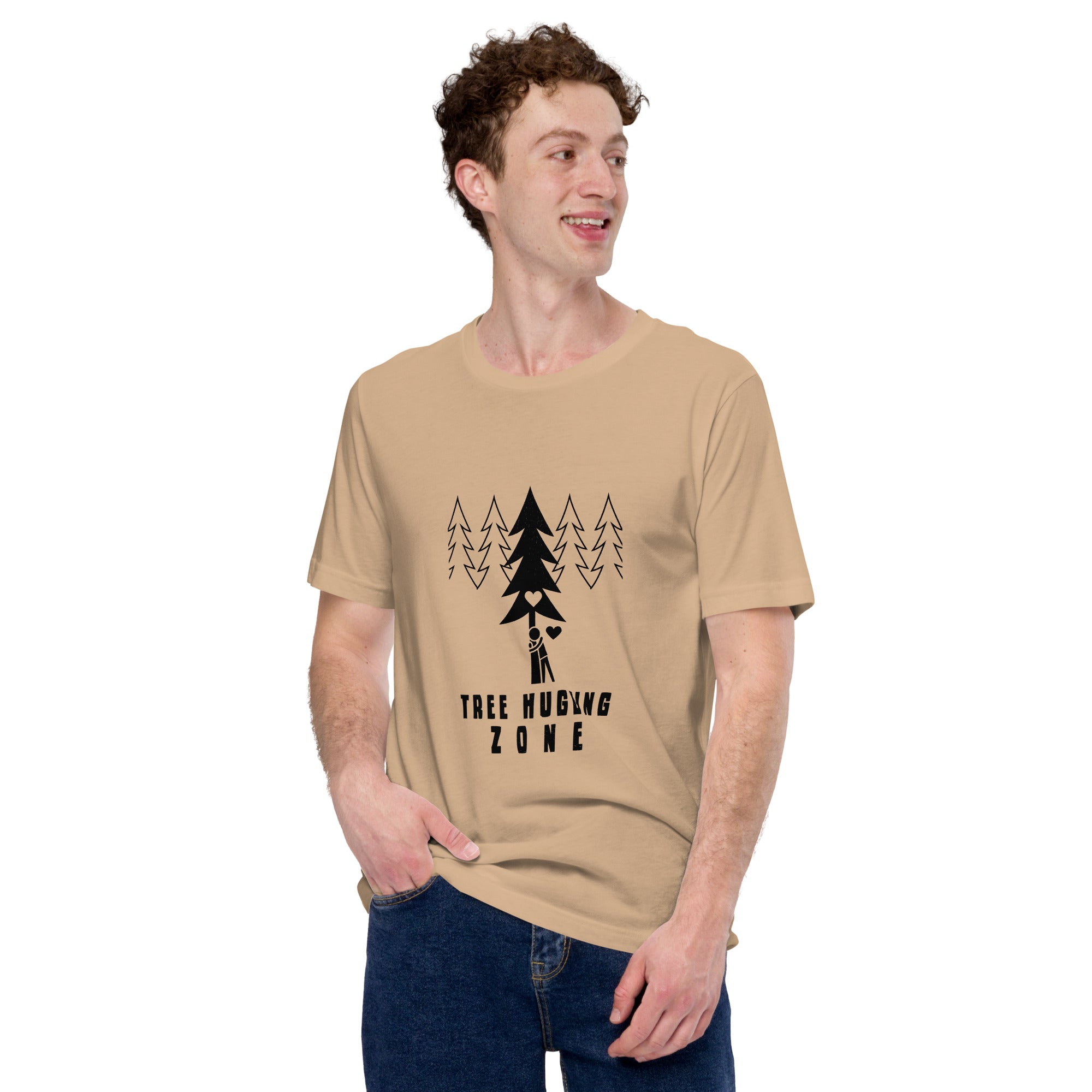 Unisex cotton t-shirt Tree hugging zone on bright colors