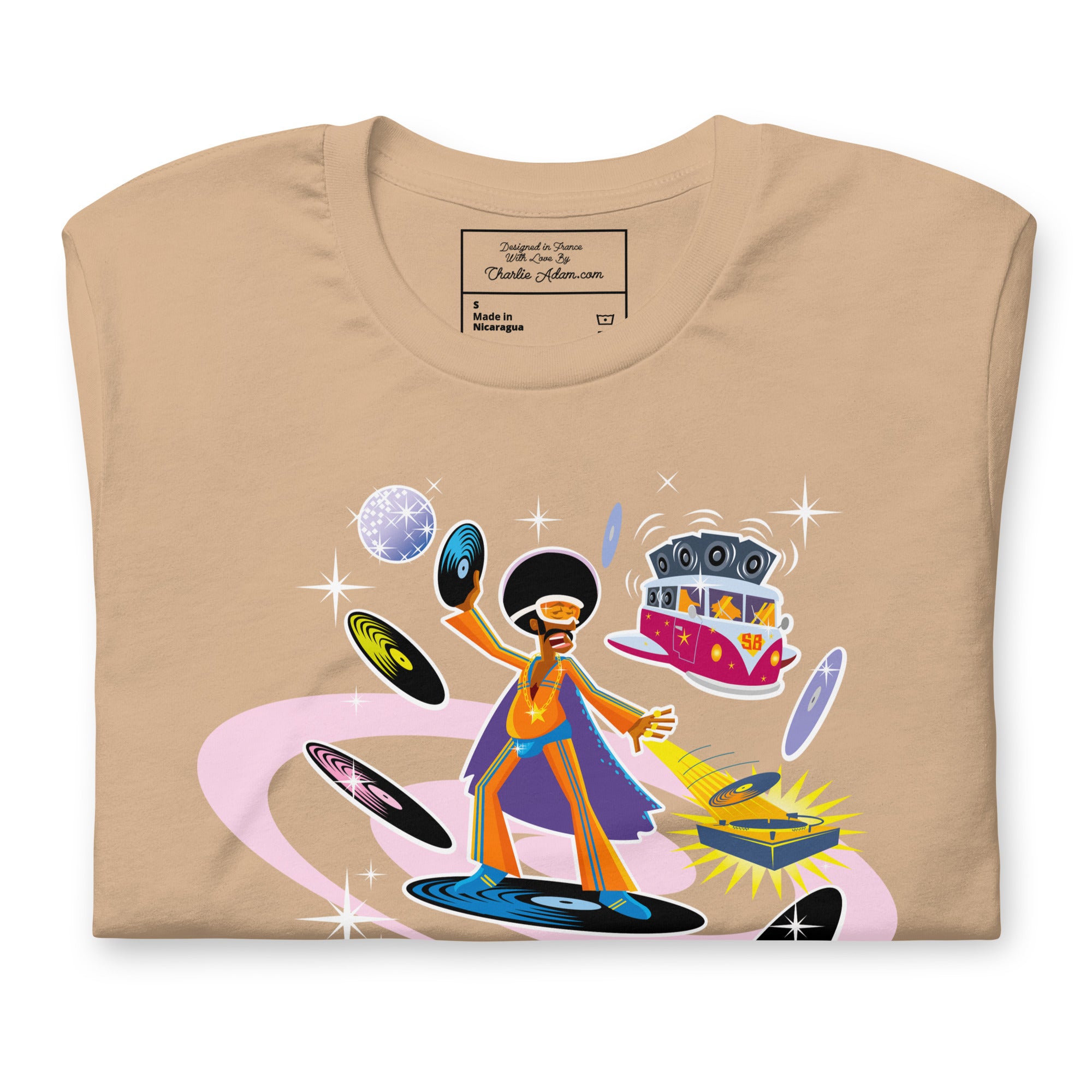 T-shirt en coton unisexe Superboogieman saves the party sur couleurs vives