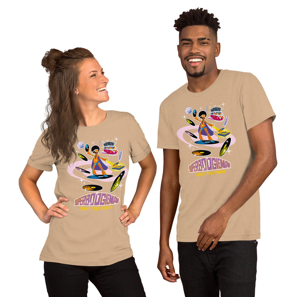 Unisex cotton t-shirt Superboogieman saves the Party on bright colors