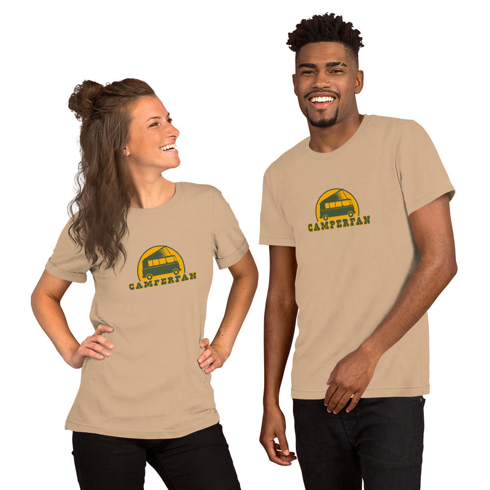 Unisex cotton t-shirt Camperfan on bright colors