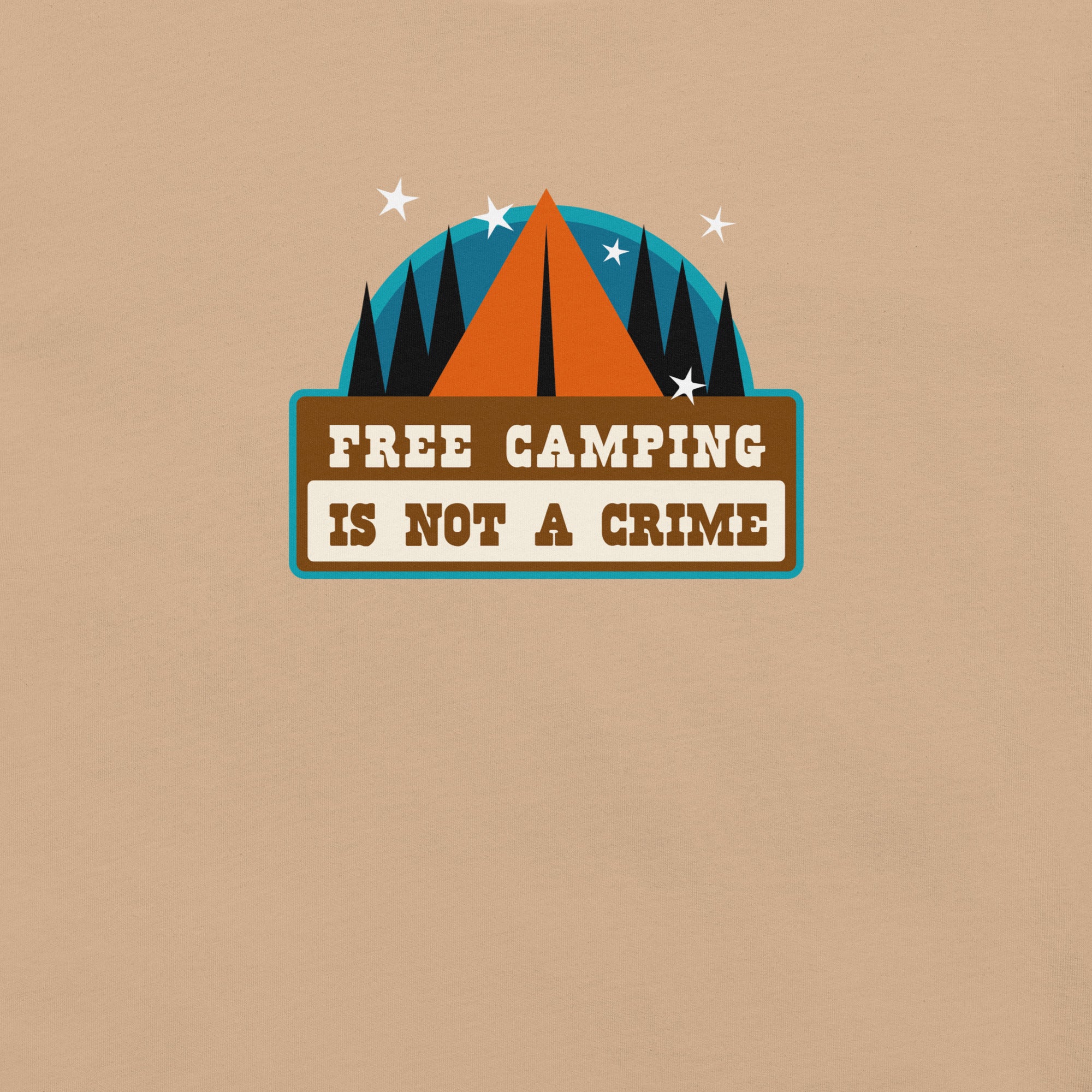 Unisex cotton t-shirt Free Camping is not a Crime on bright colors