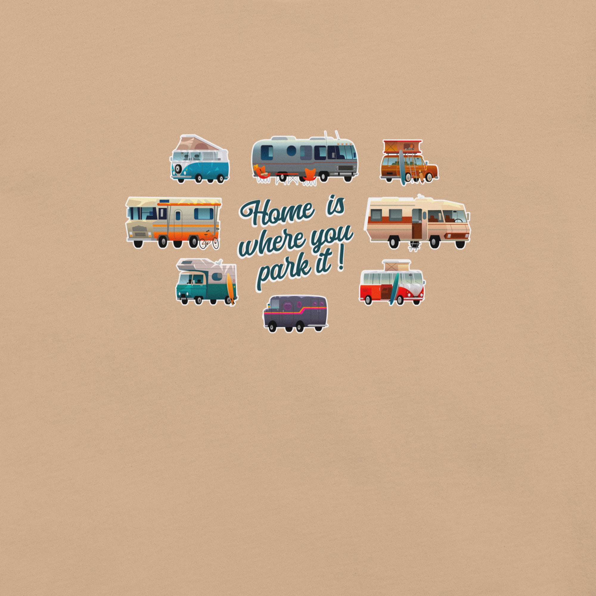 Unisex t-shirt Square Vintage Campers on bright colors