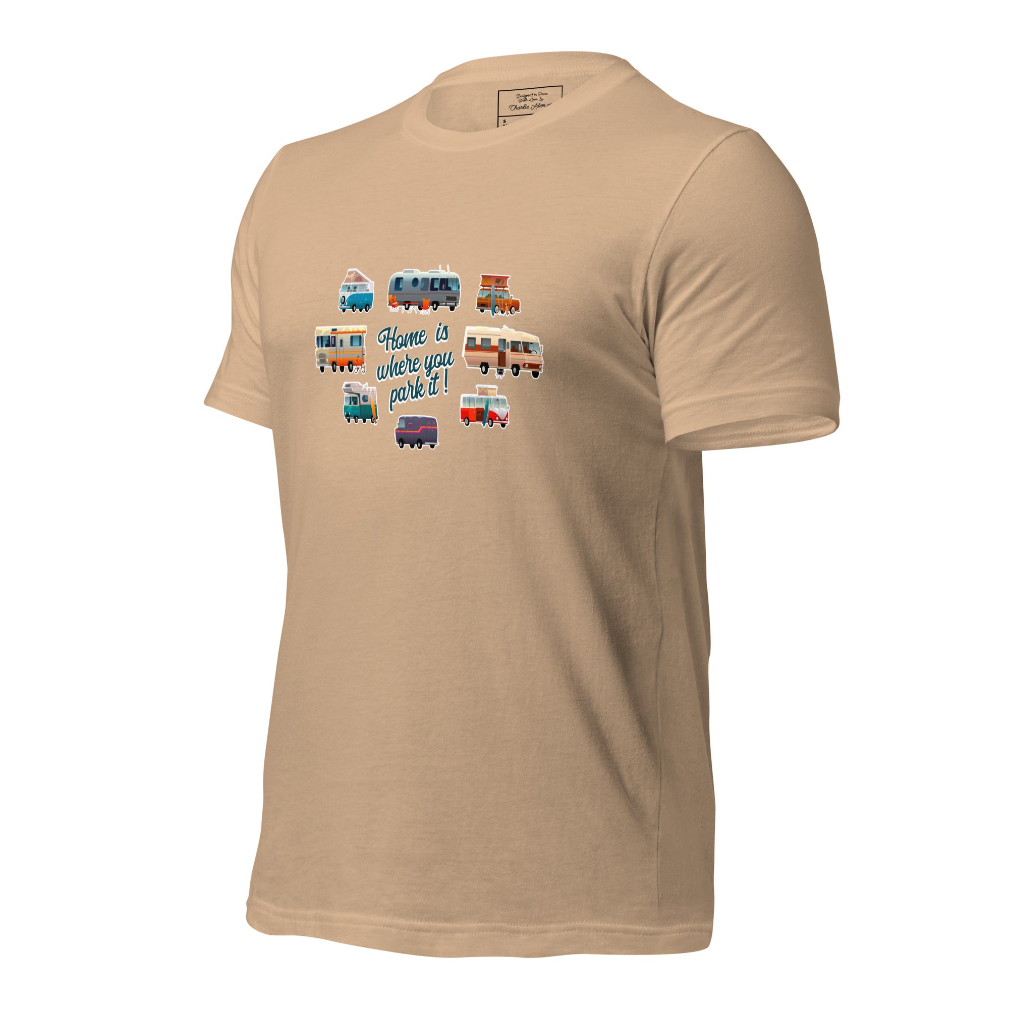 Unisex t-shirt Square Vintage Campers on bright colors