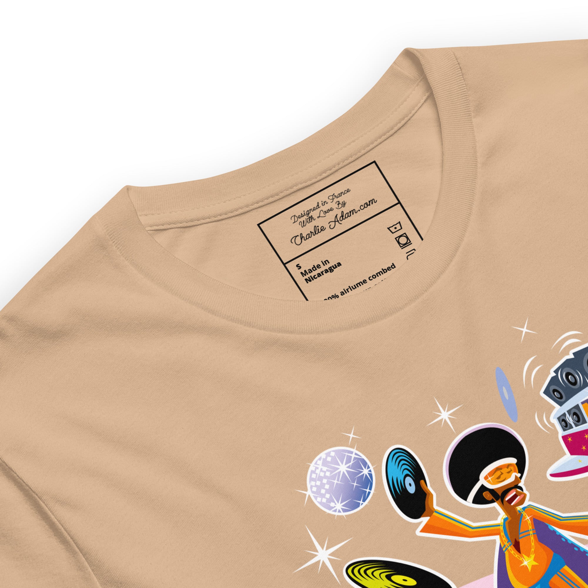 T-shirt en coton unisexe Superboogieman saves the party sur couleurs vives