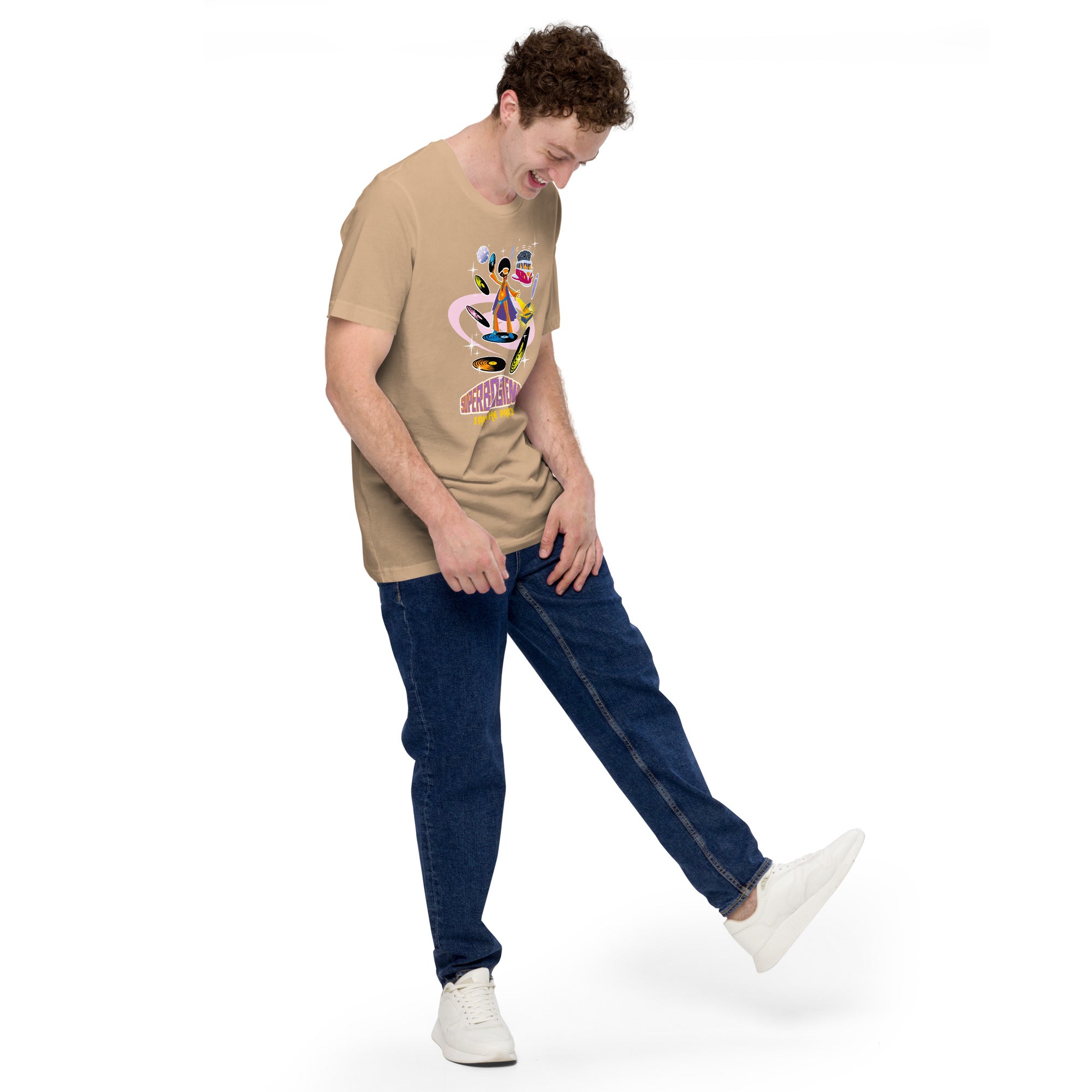 Unisex cotton t-shirt Superboogieman saves the Party on bright colors