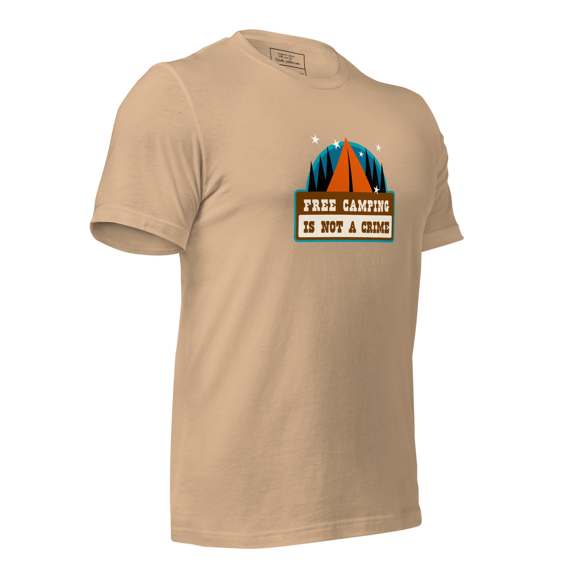 Unisex cotton t-shirt Free Camping is not a Crime on bright colors