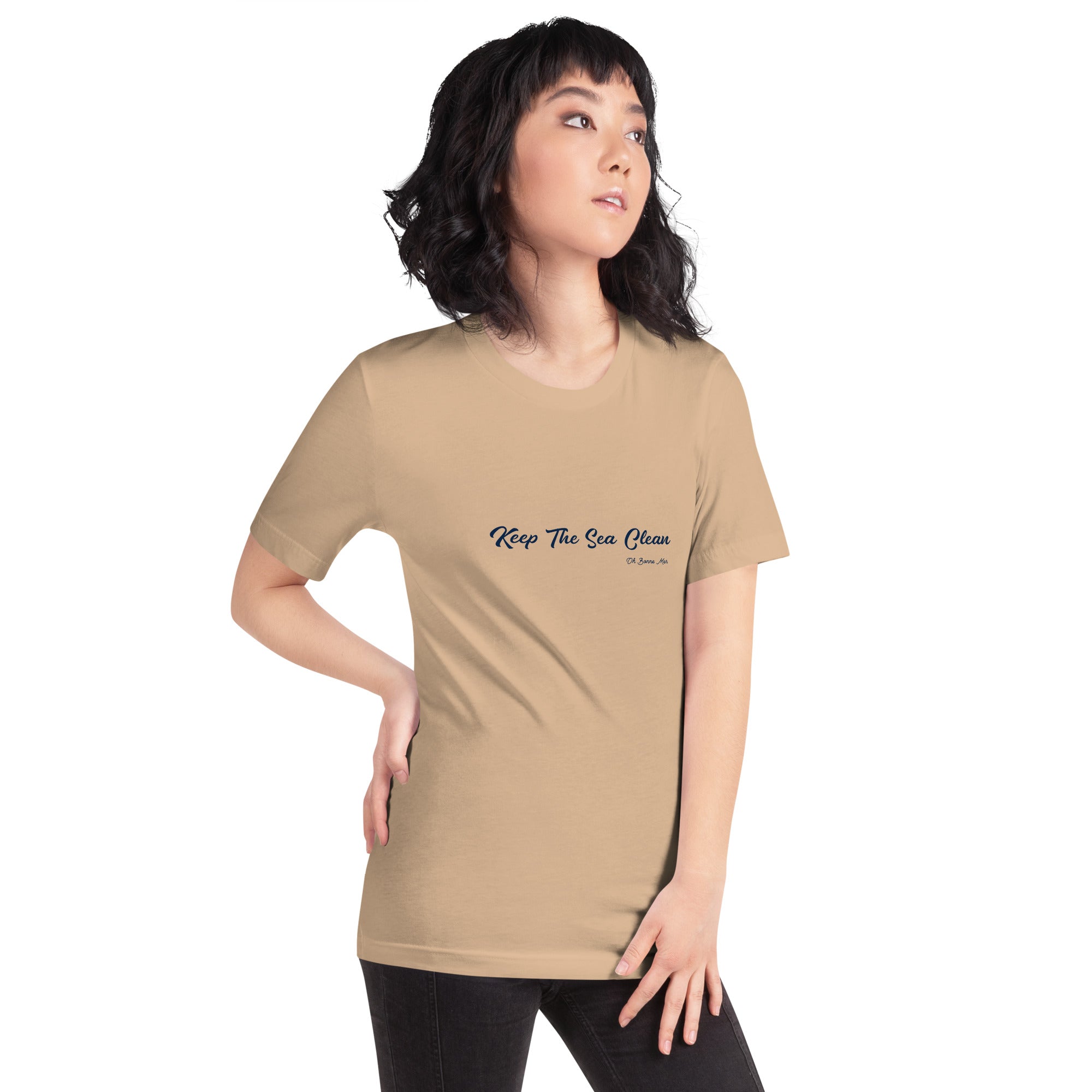 T-shirt en coton unisexe Keep The Sea Clean Navy sur couleurs vives