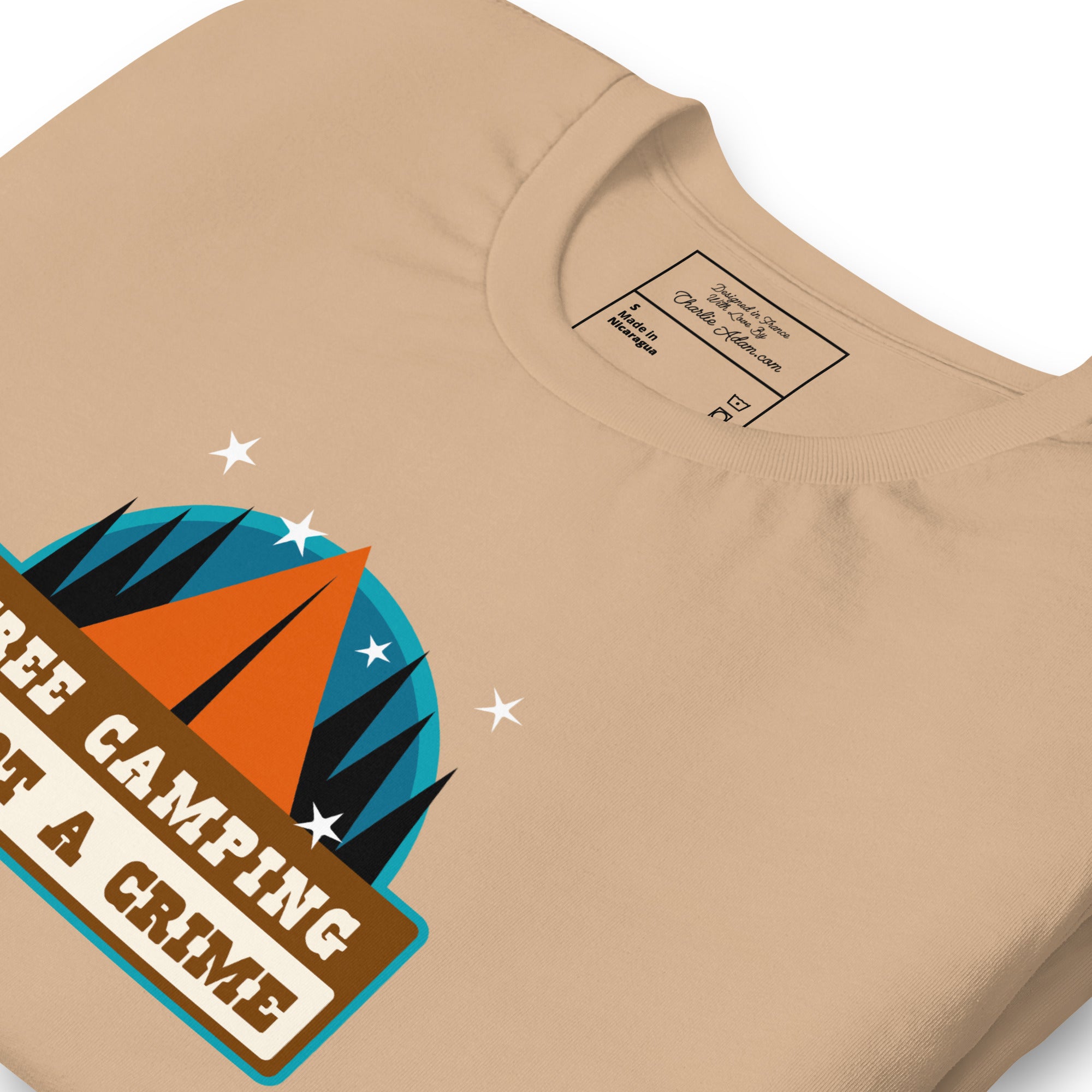 Unisex cotton t-shirt Free Camping is not a Crime on bright colors