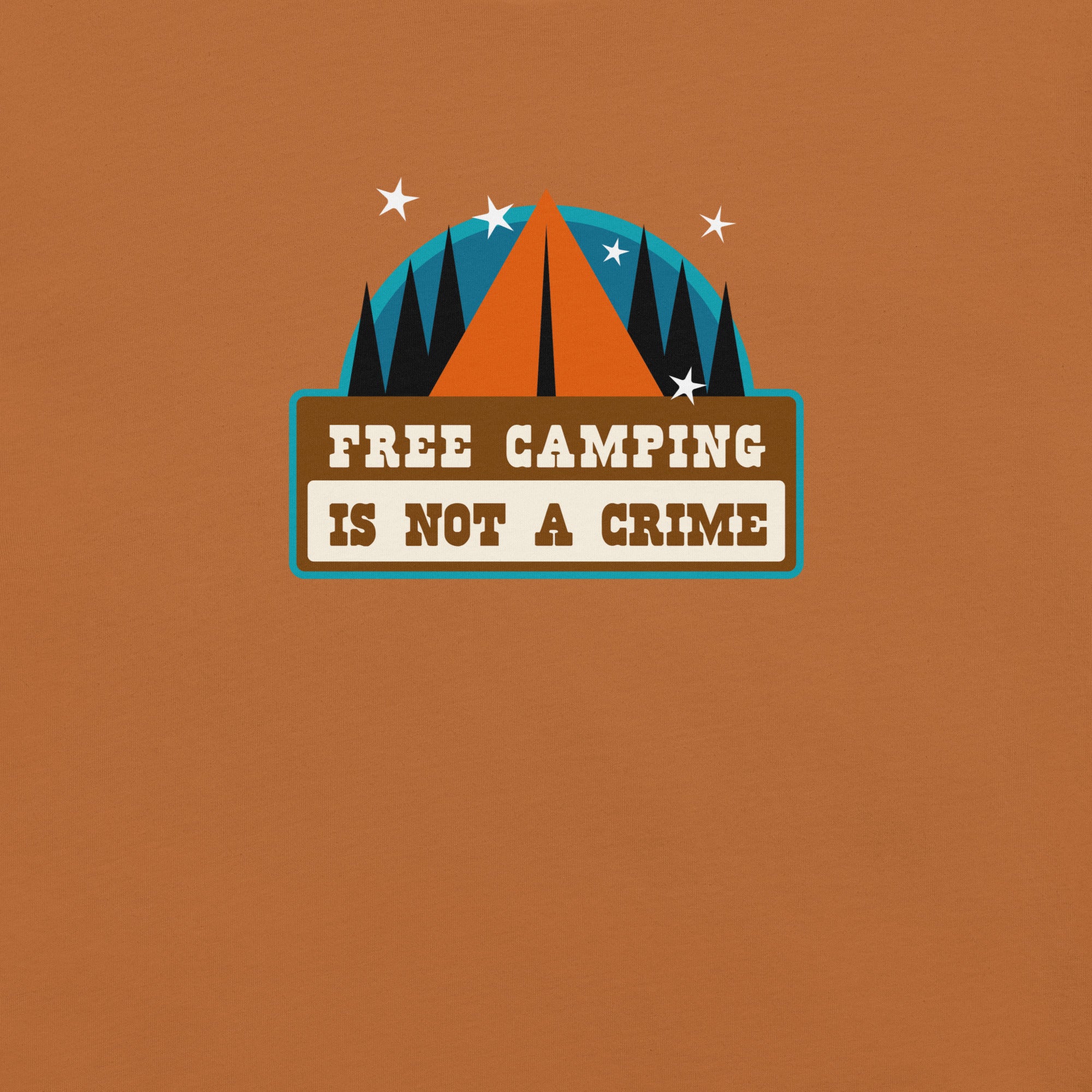 Unisex cotton t-shirt Free Camping is not a Crime on bright colors