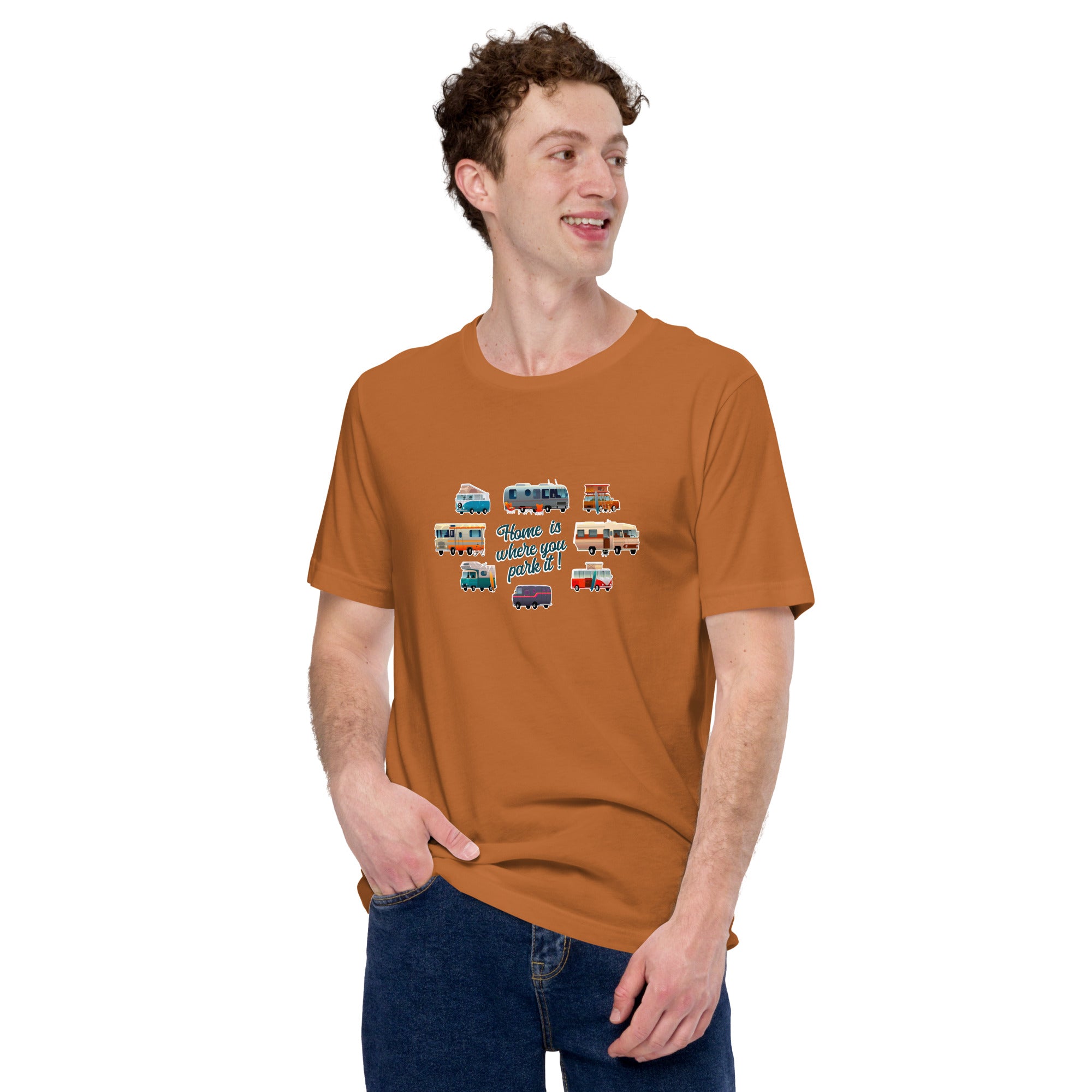 Unisex t-shirt Square Vintage Campers on bright colors