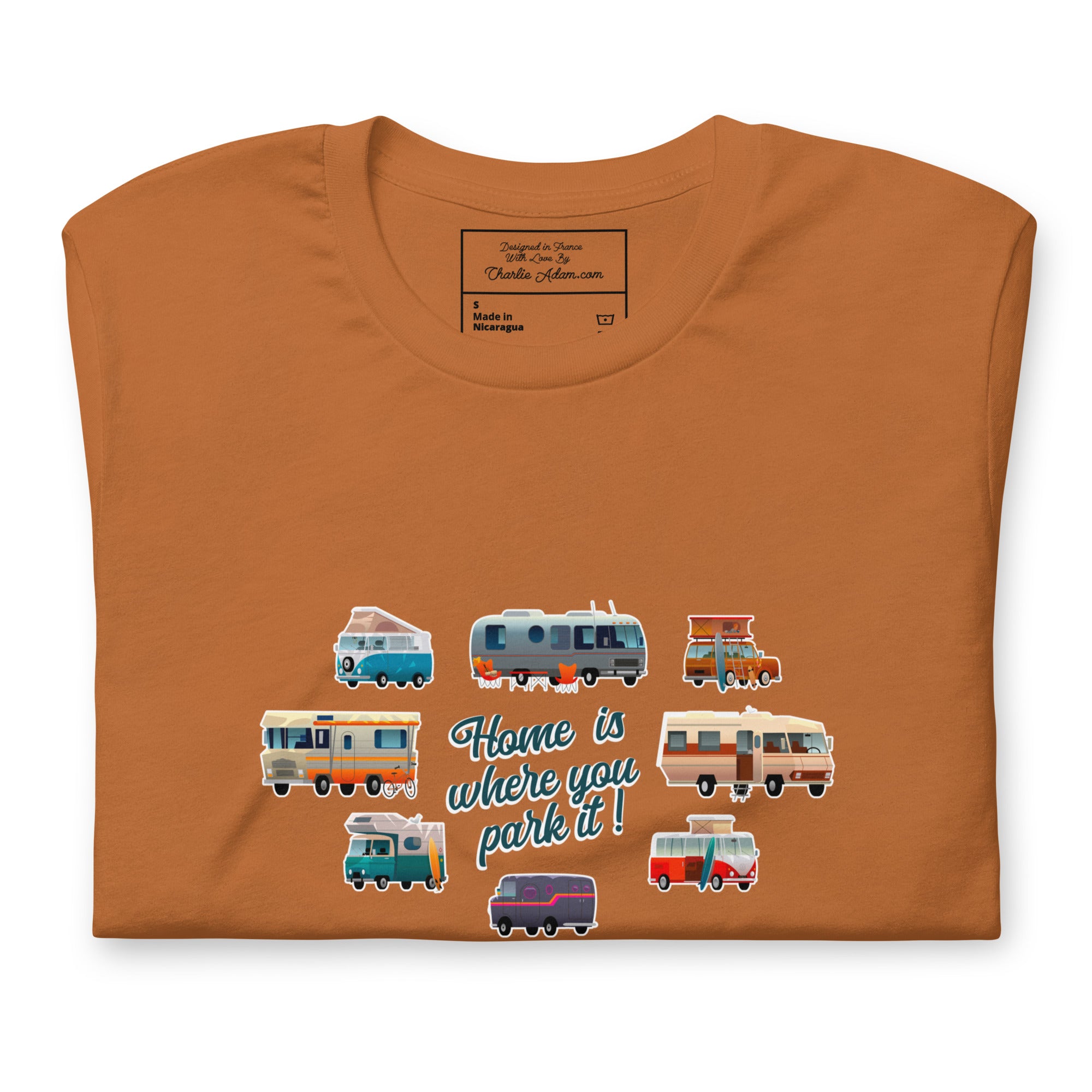 T-shirt en coton unisexe Square Vintage Campers sur couleurs vives