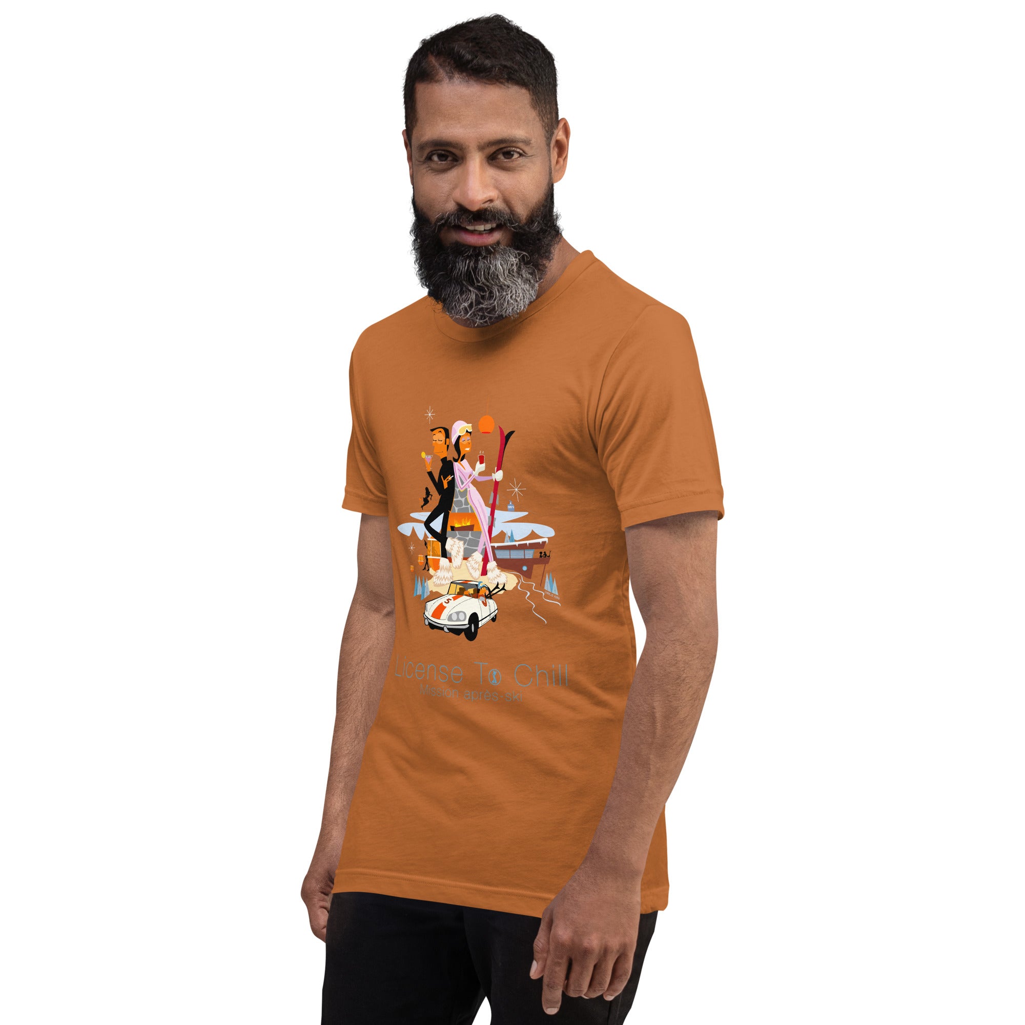 T-shirt en coton unisexe License To Chill Mission Après-Ski sur couleurs vives