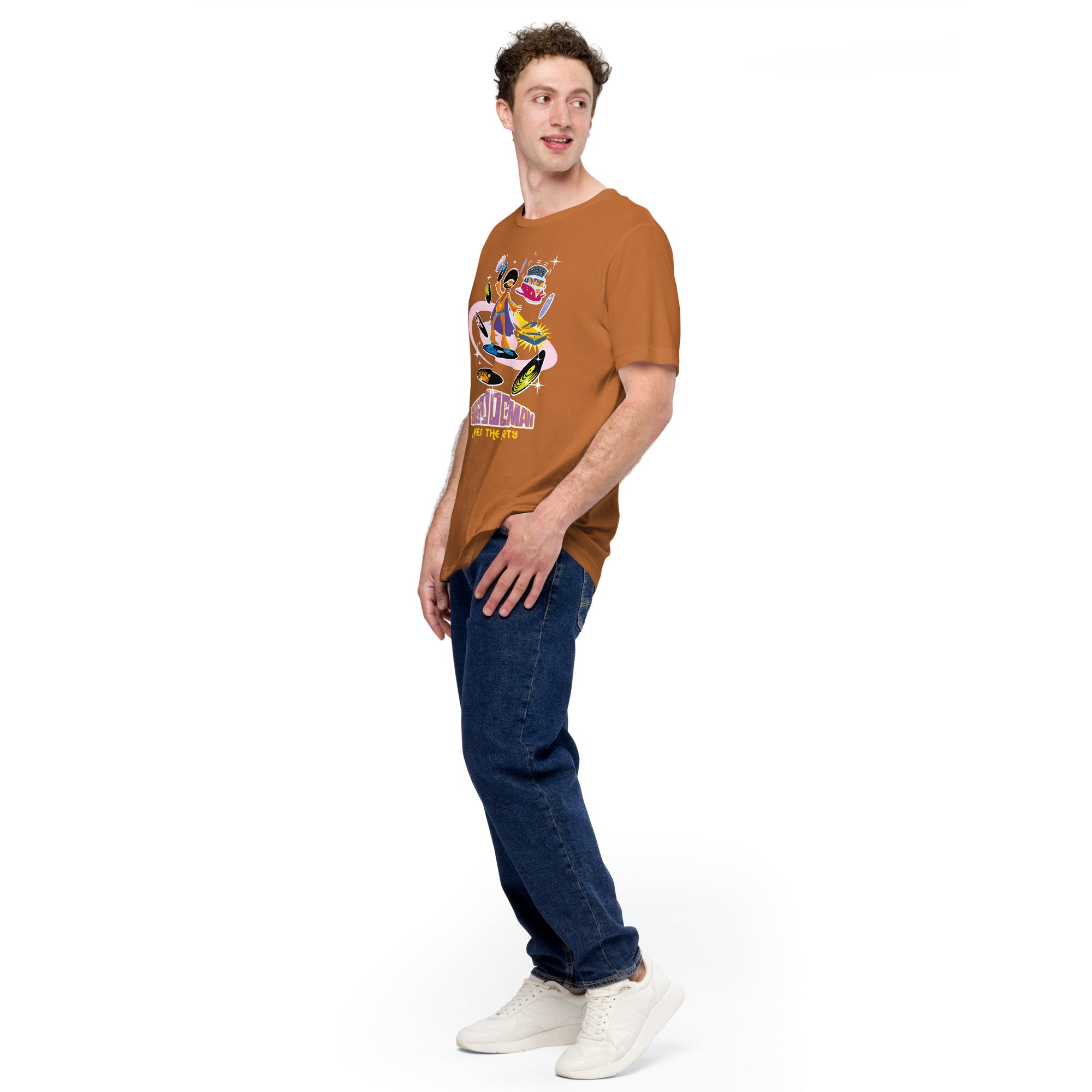 Unisex cotton t-shirt Superboogieman saves the Party on bright colors