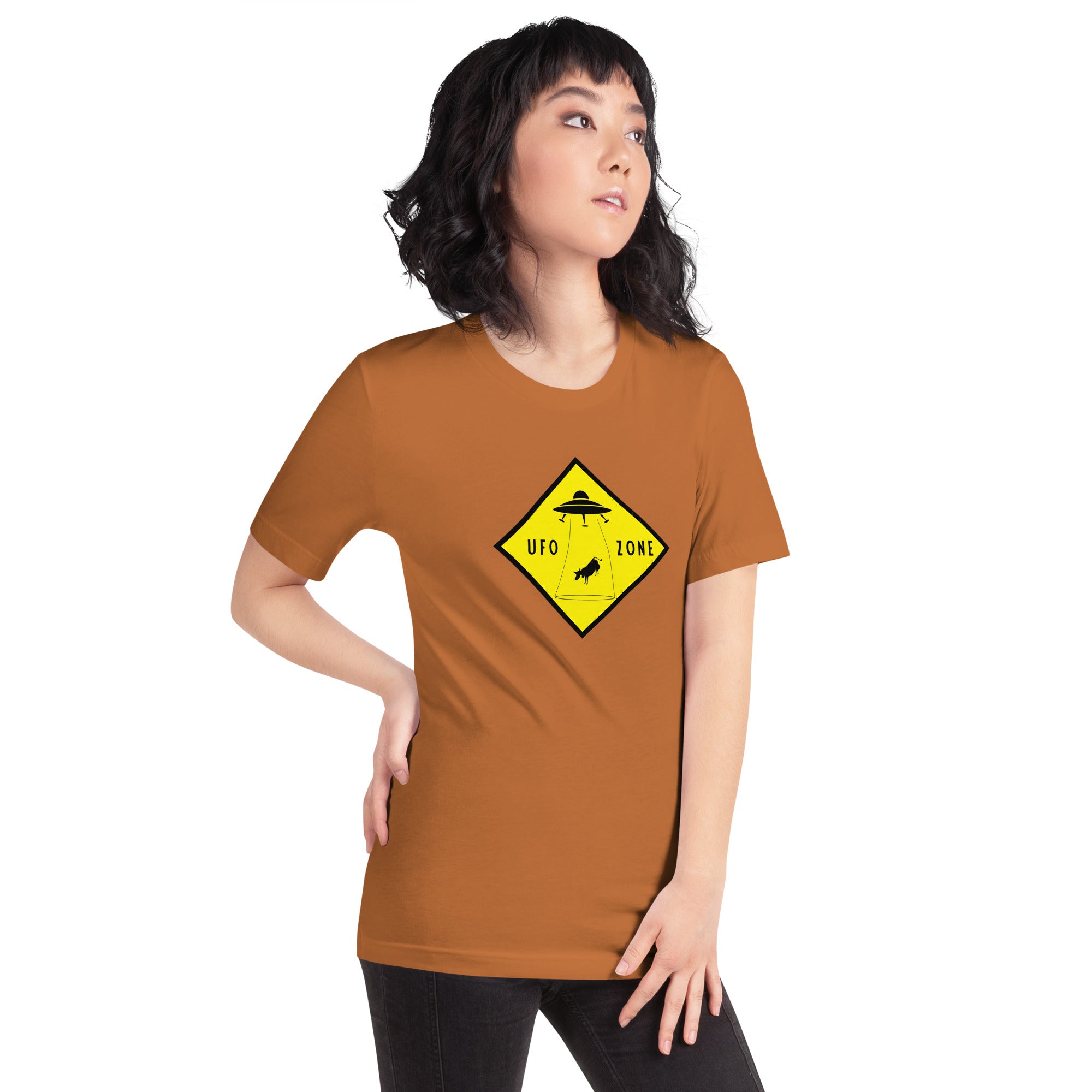 T-shirt en coton unisexe UFO Zone sur couleurs vives