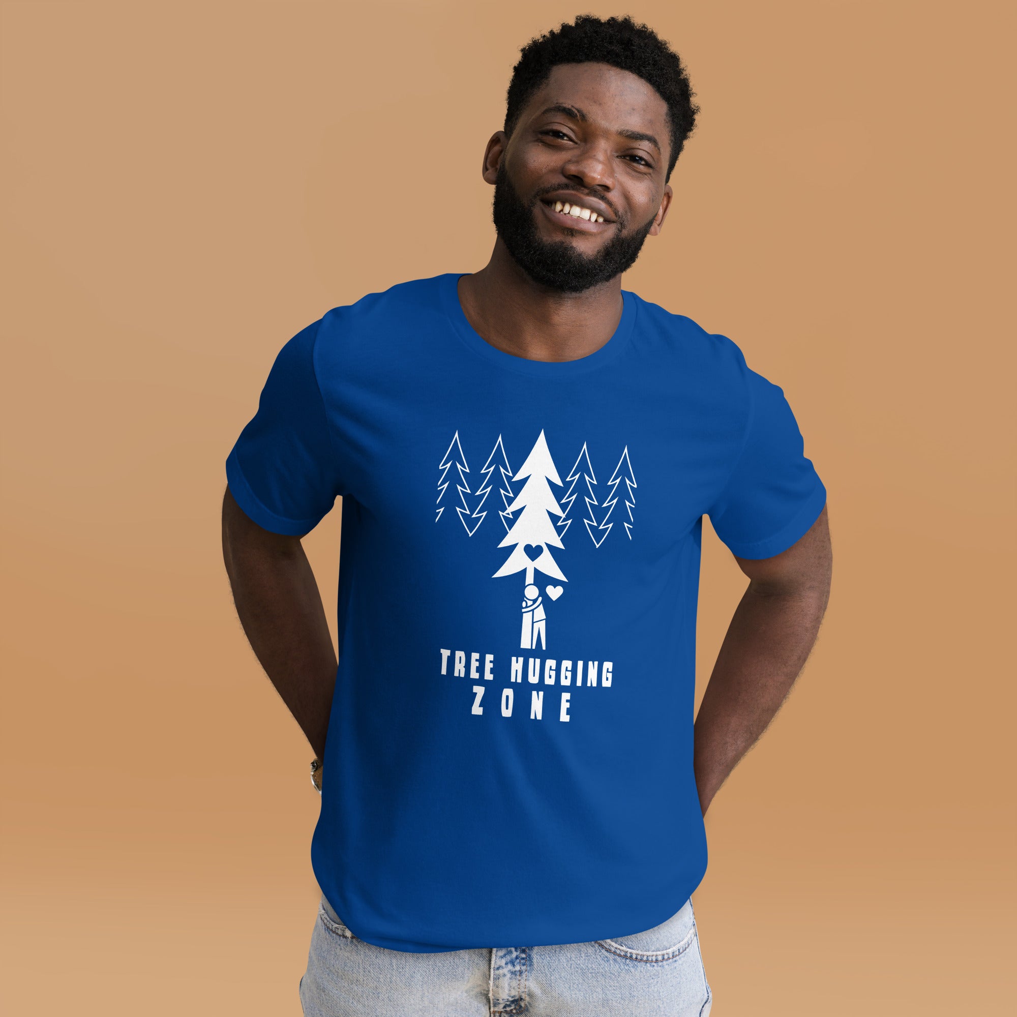 T-shirt en coton unisexe Tree hugging zone sur couleurs foncées