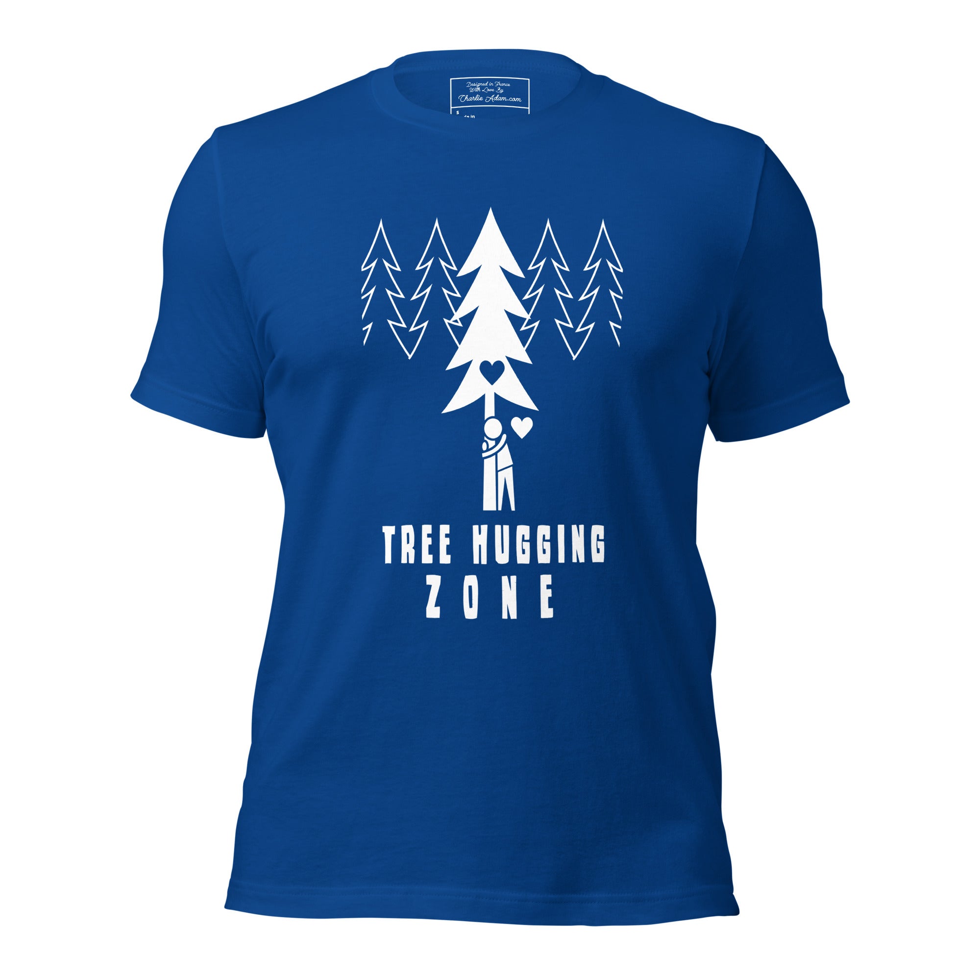 T-shirt en coton unisexe Tree hugging zone sur couleurs foncées