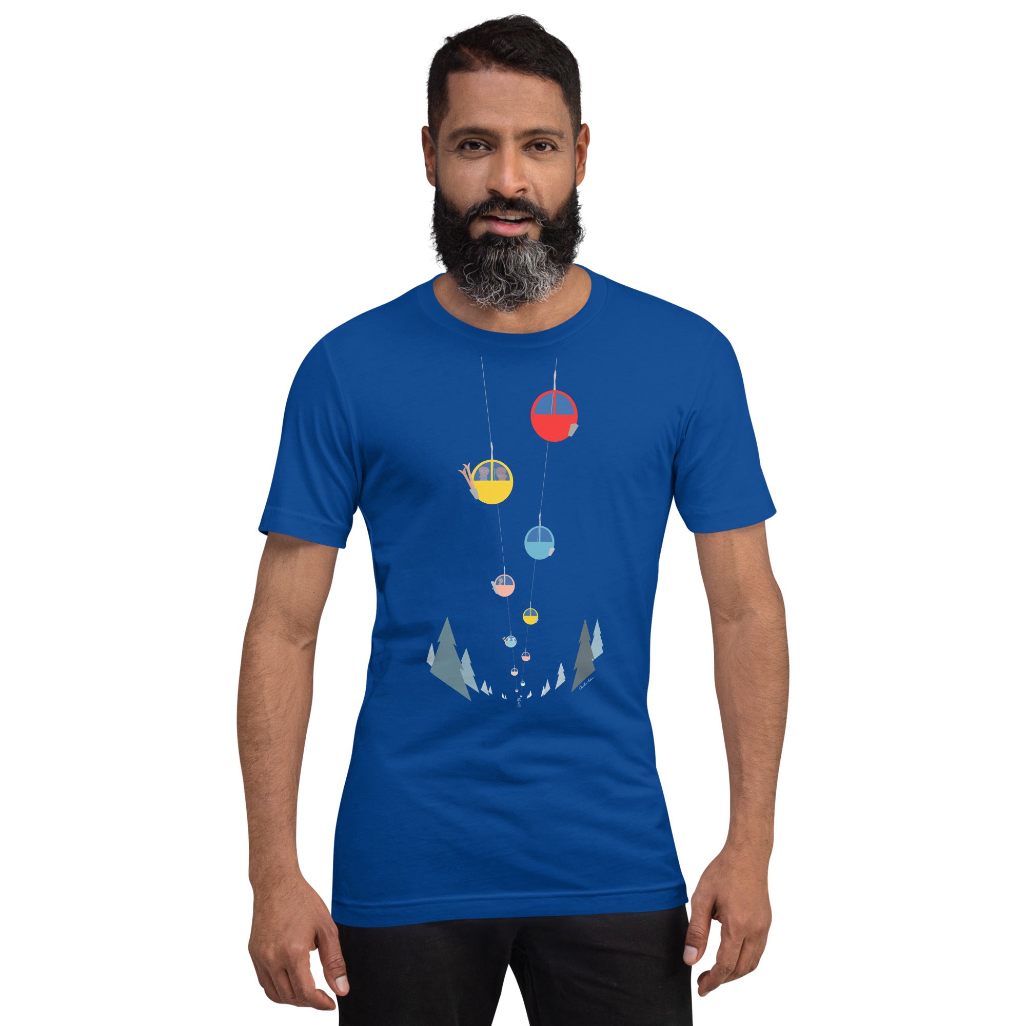 T-shirt en coton unisexe Gondolas in the mist sur couleurs foncées