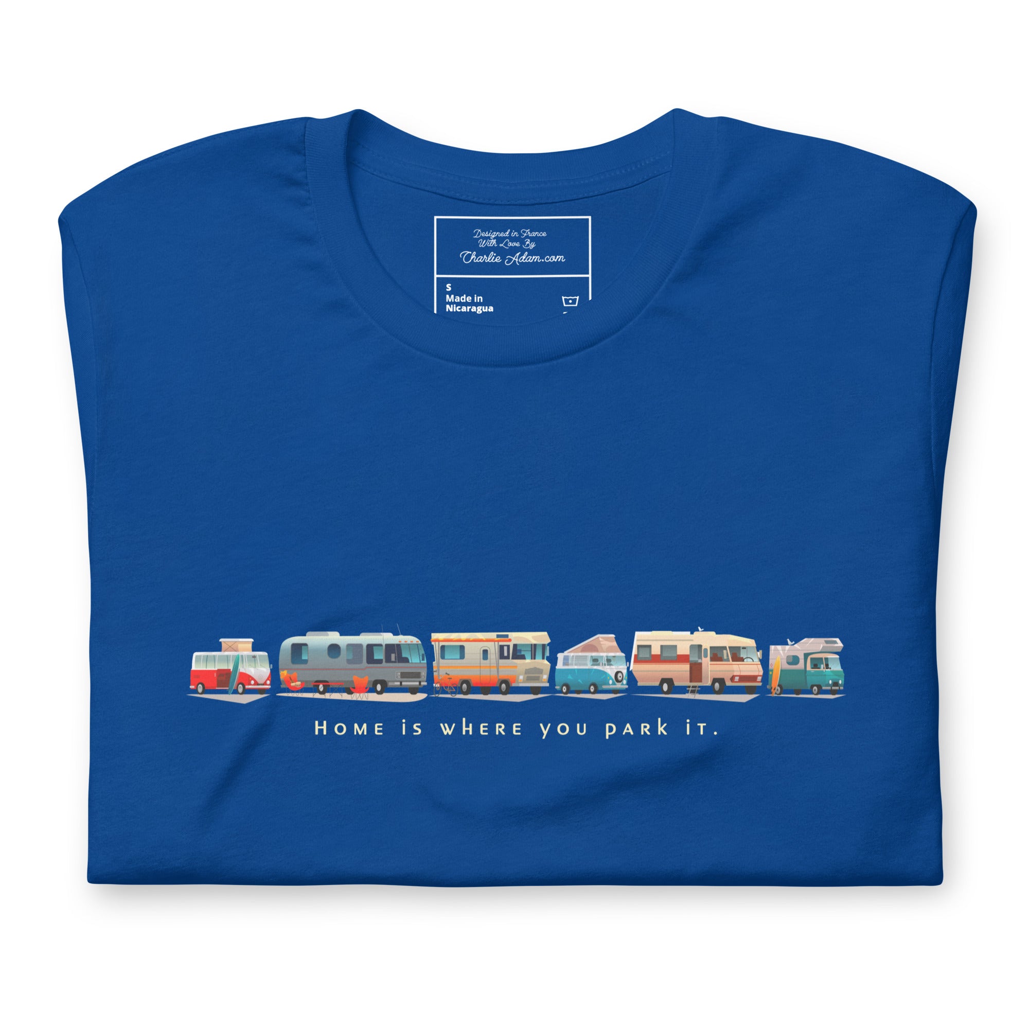 T-shirt en coton unisexe Vintage Campers: Home is where you park it sur couleurs foncées