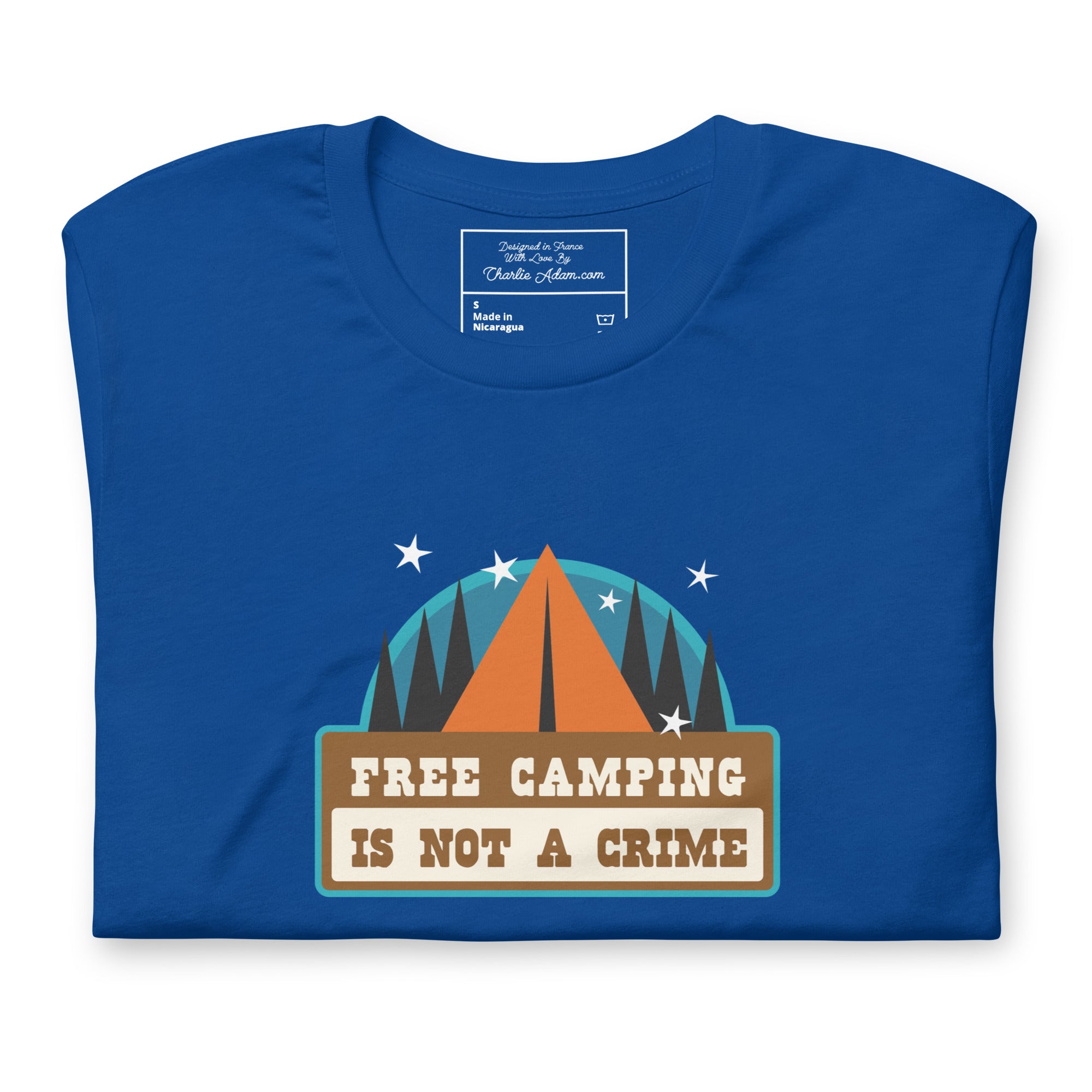 T-shirt en coton unisexe Free camping is not a crime sur couleurs foncées