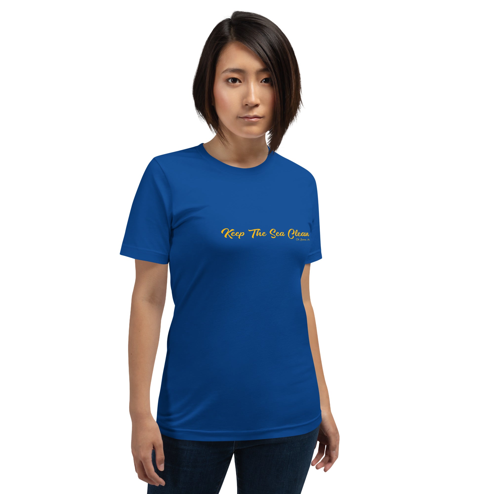 T-shirt en coton unisexe Keep The Sea Clean Gold sur couleurs foncées