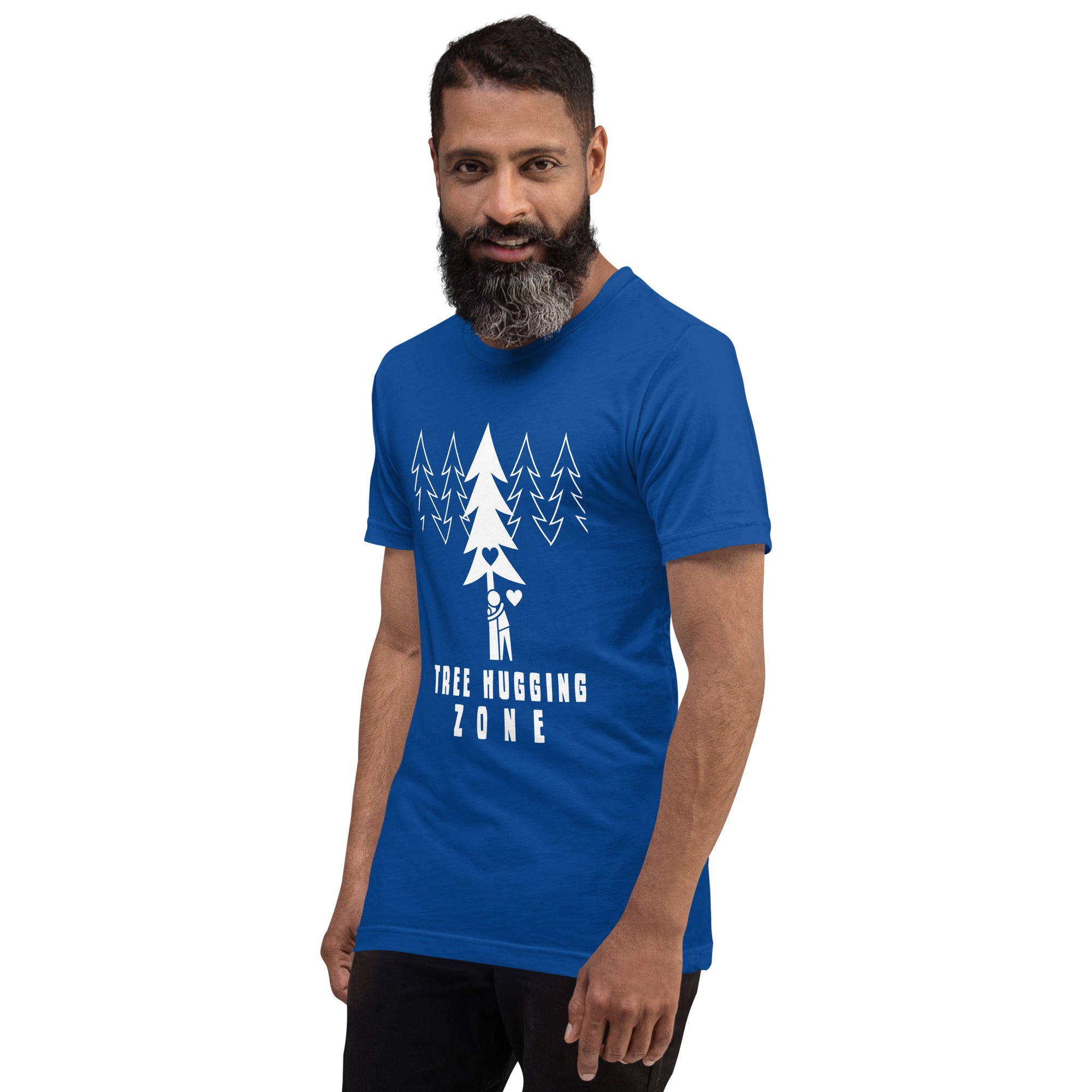 T-shirt en coton unisexe Tree hugging zone sur couleurs foncées