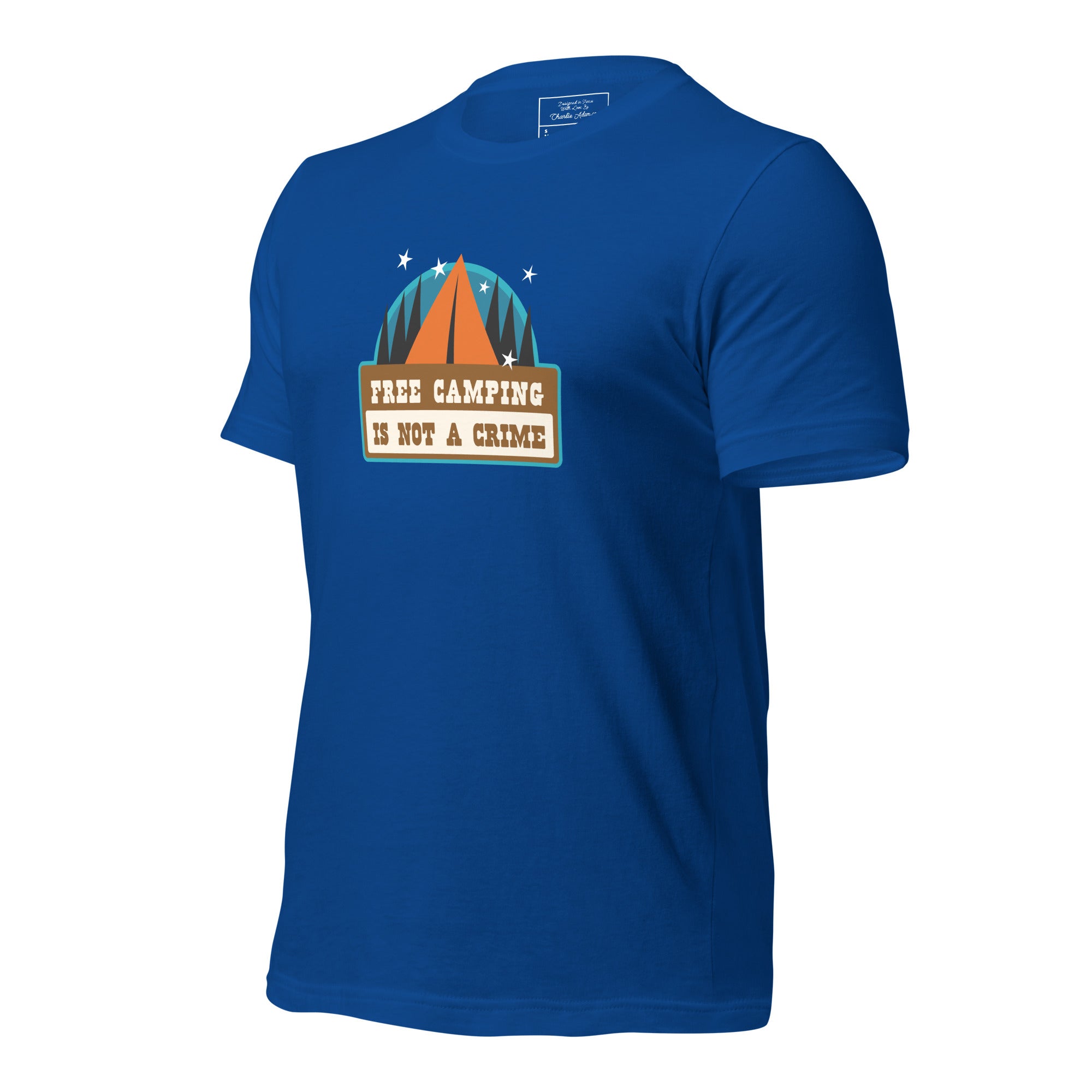 Unisex cotton t-shirt Free Camping is not a Crime on dark colors