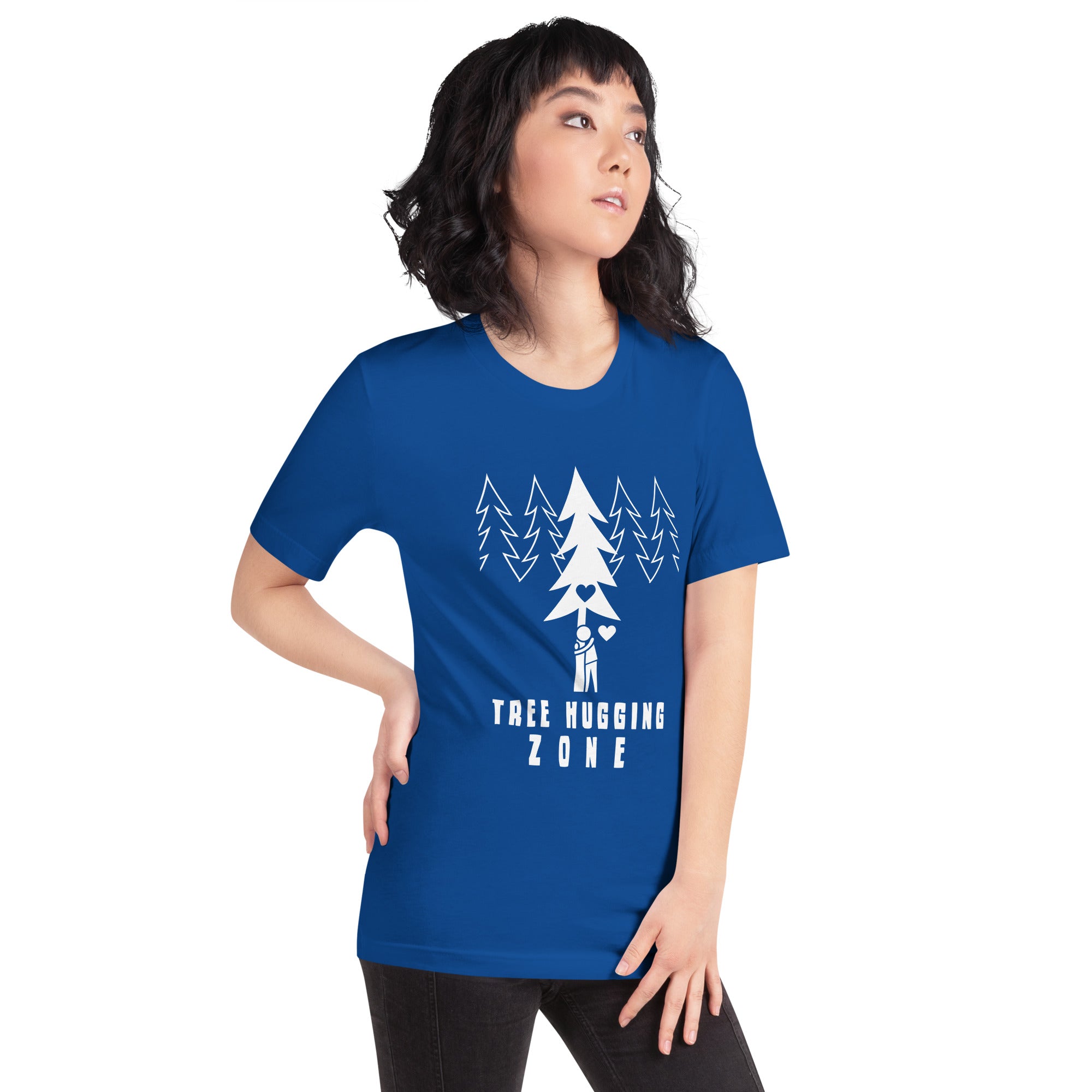 T-shirt en coton unisexe Tree hugging zone sur couleurs foncées