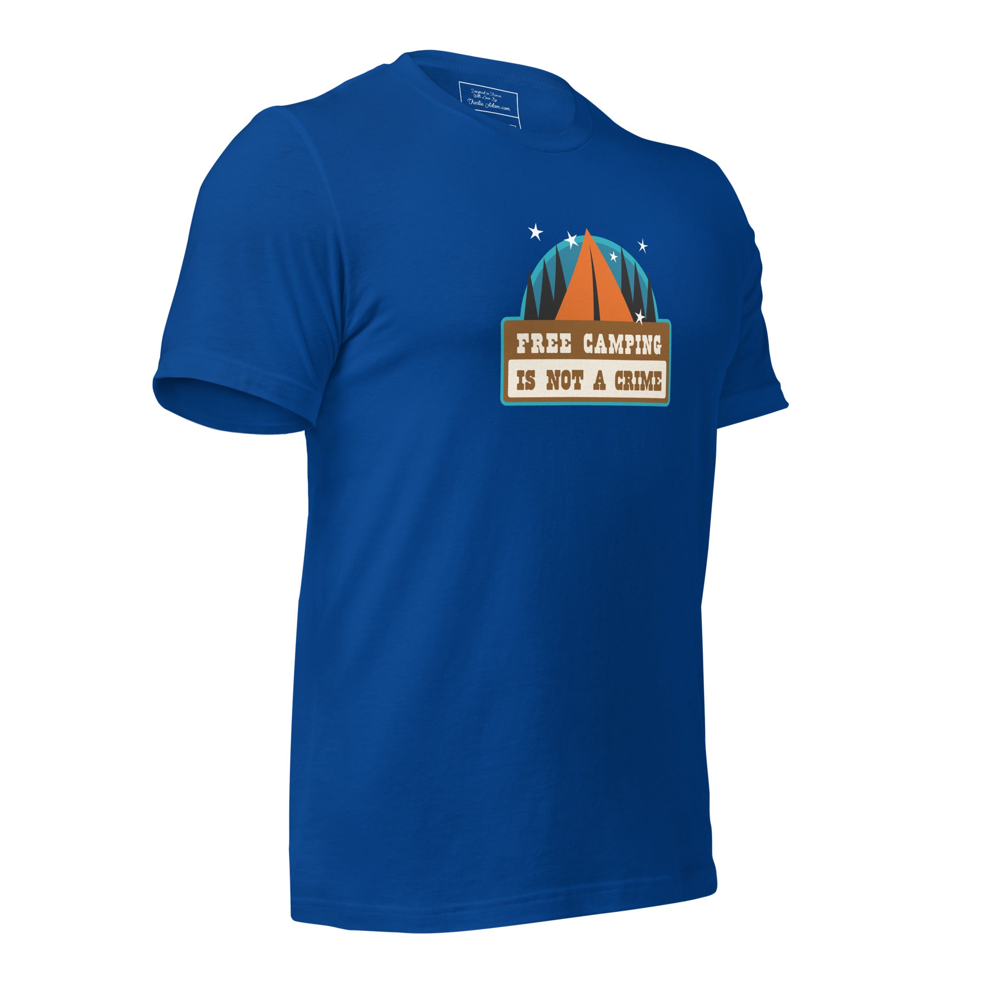 Unisex cotton t-shirt Free Camping is not a Crime on dark colors