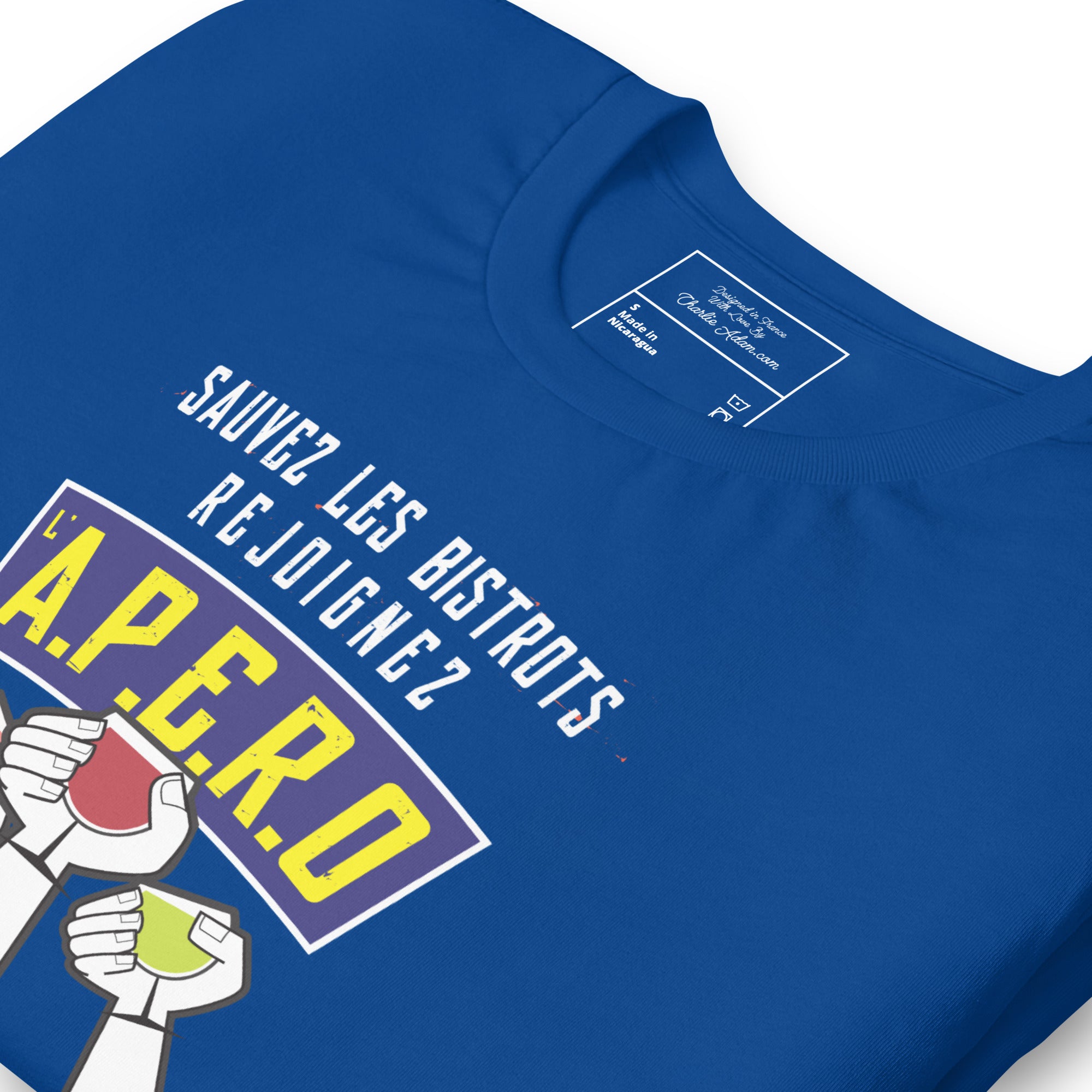 T-shirt en coton unisexe Sauvez les Bistrots, rejoignez l'Apéro sur couleurs foncées