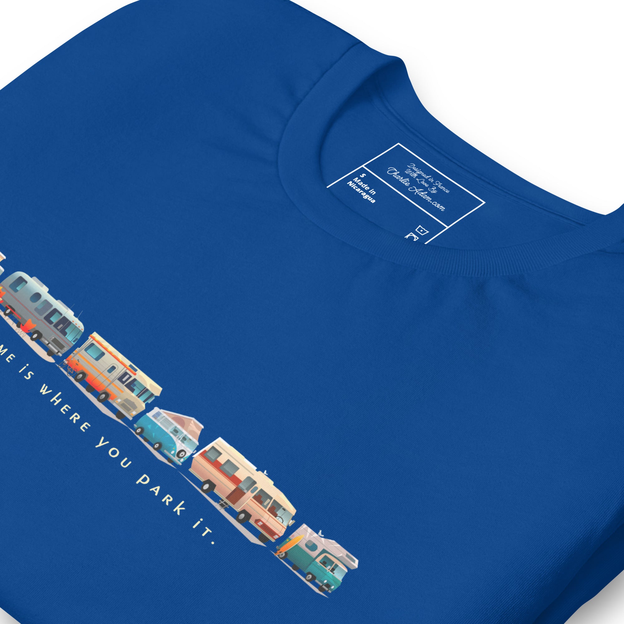 T-shirt en coton unisexe Vintage Campers: Home is where you park it sur couleurs foncées